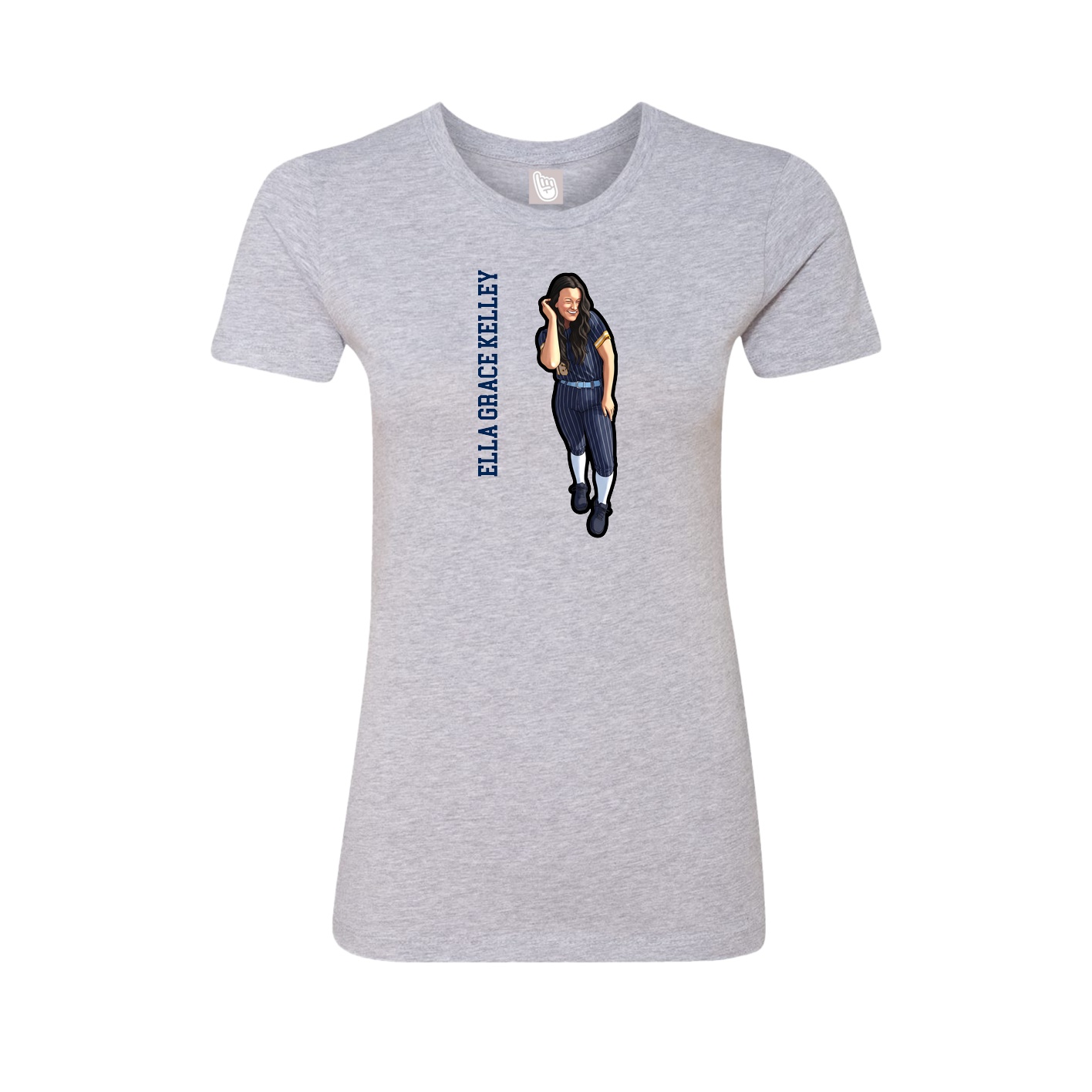 Womens Tee — Name Vertical in Grey
