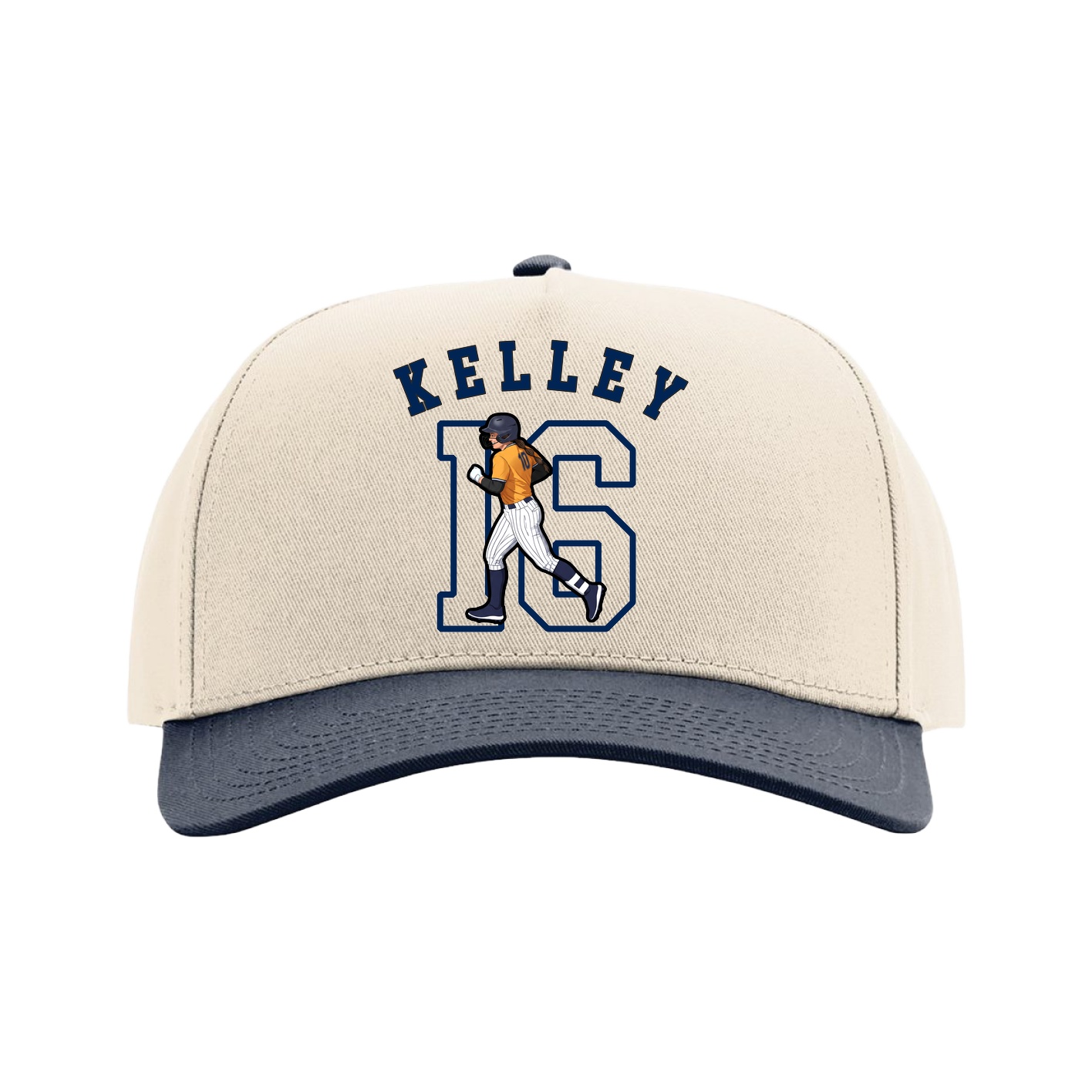 Full Fabric Five-Panel Champ Cap — Shirsey Arch in Cream/Navy