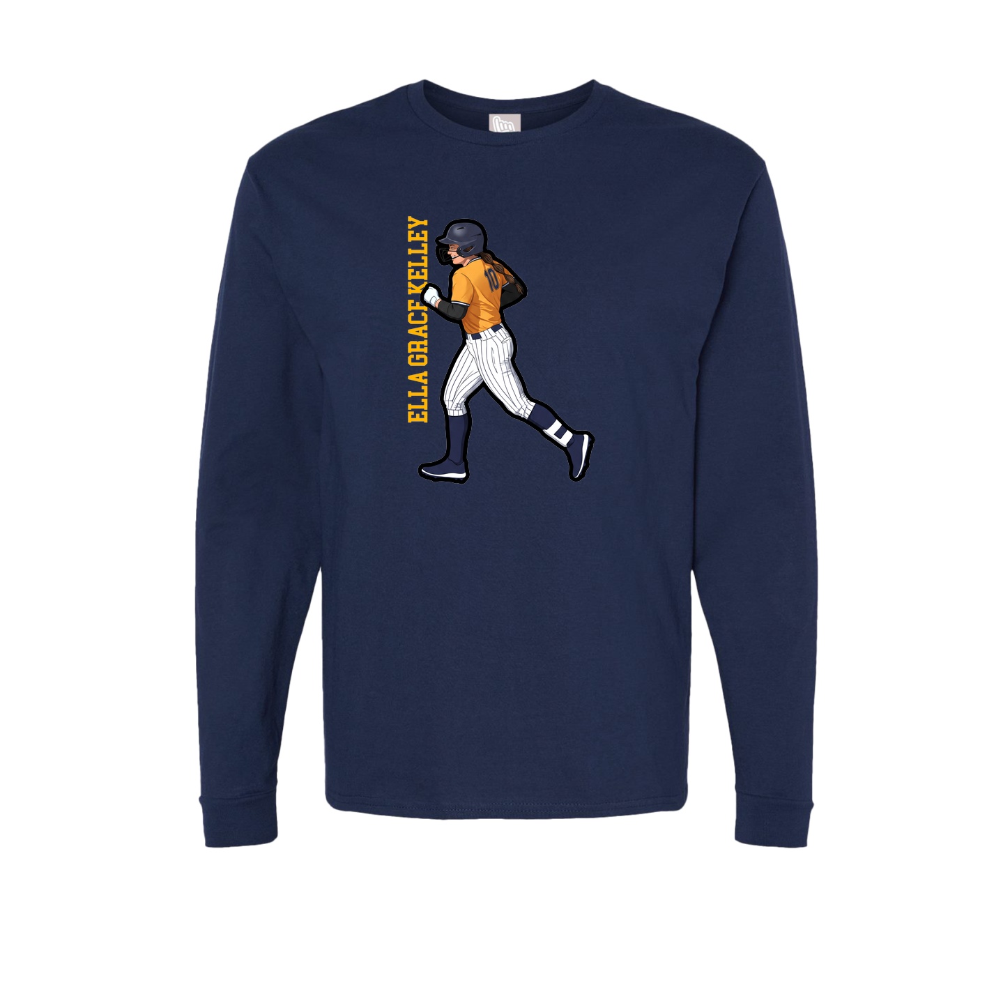 Long Sleeve Tee — Name Vertical in Navy
