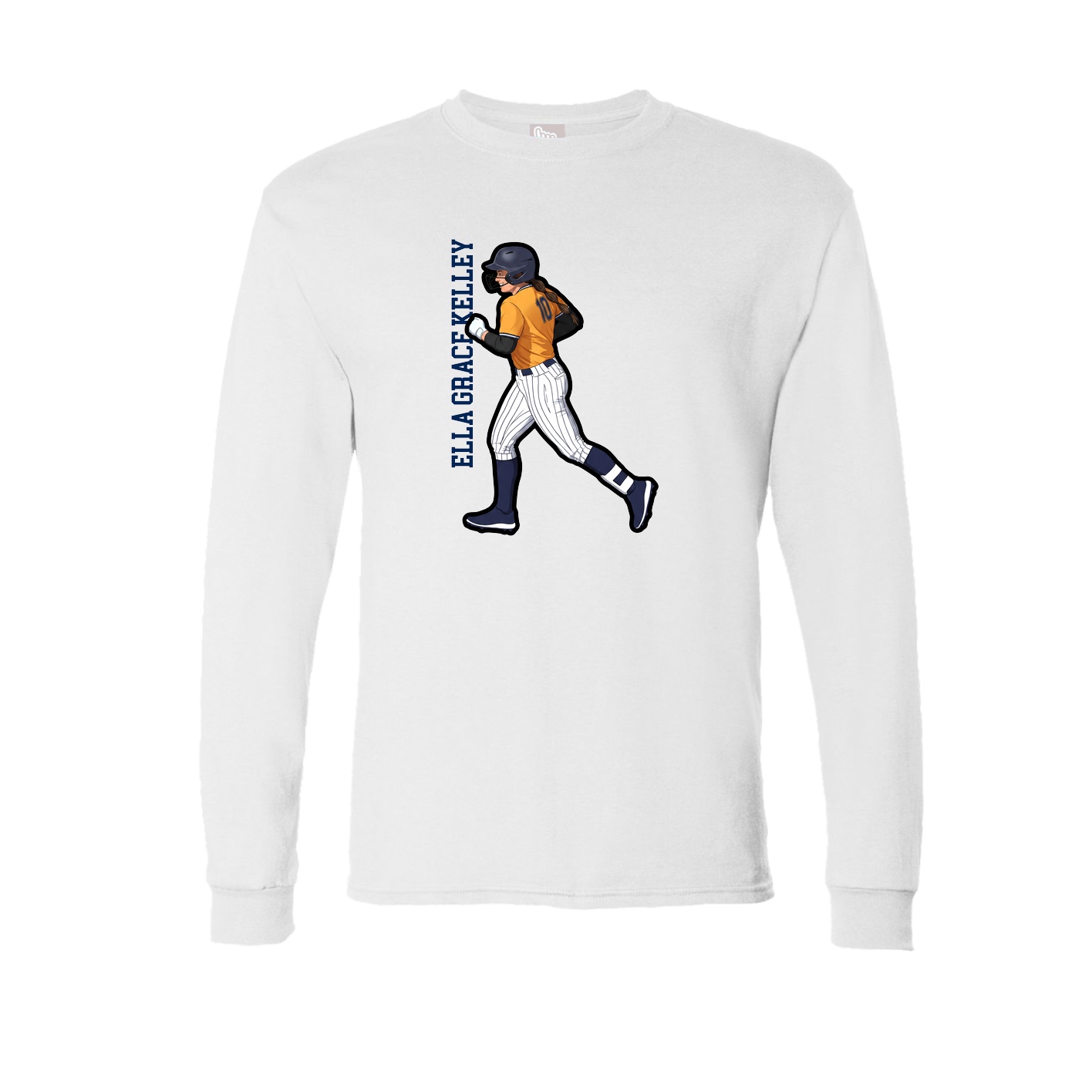 Long Sleeve Tee — Name Vertical in White