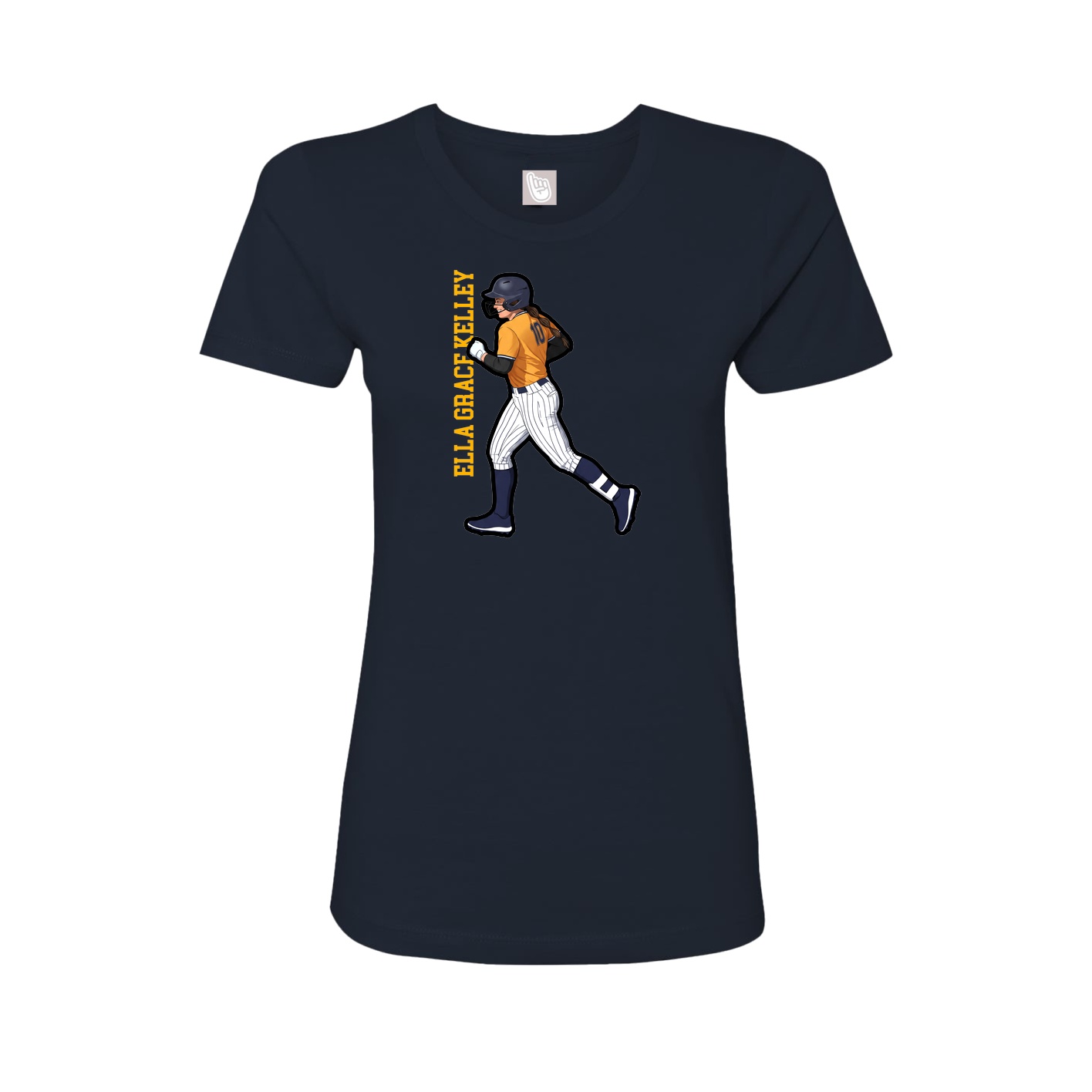 Womens Tee — Name Vertical in Navy