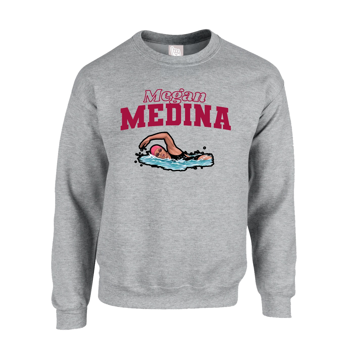 Fleece Crew — Name Arch in Grey