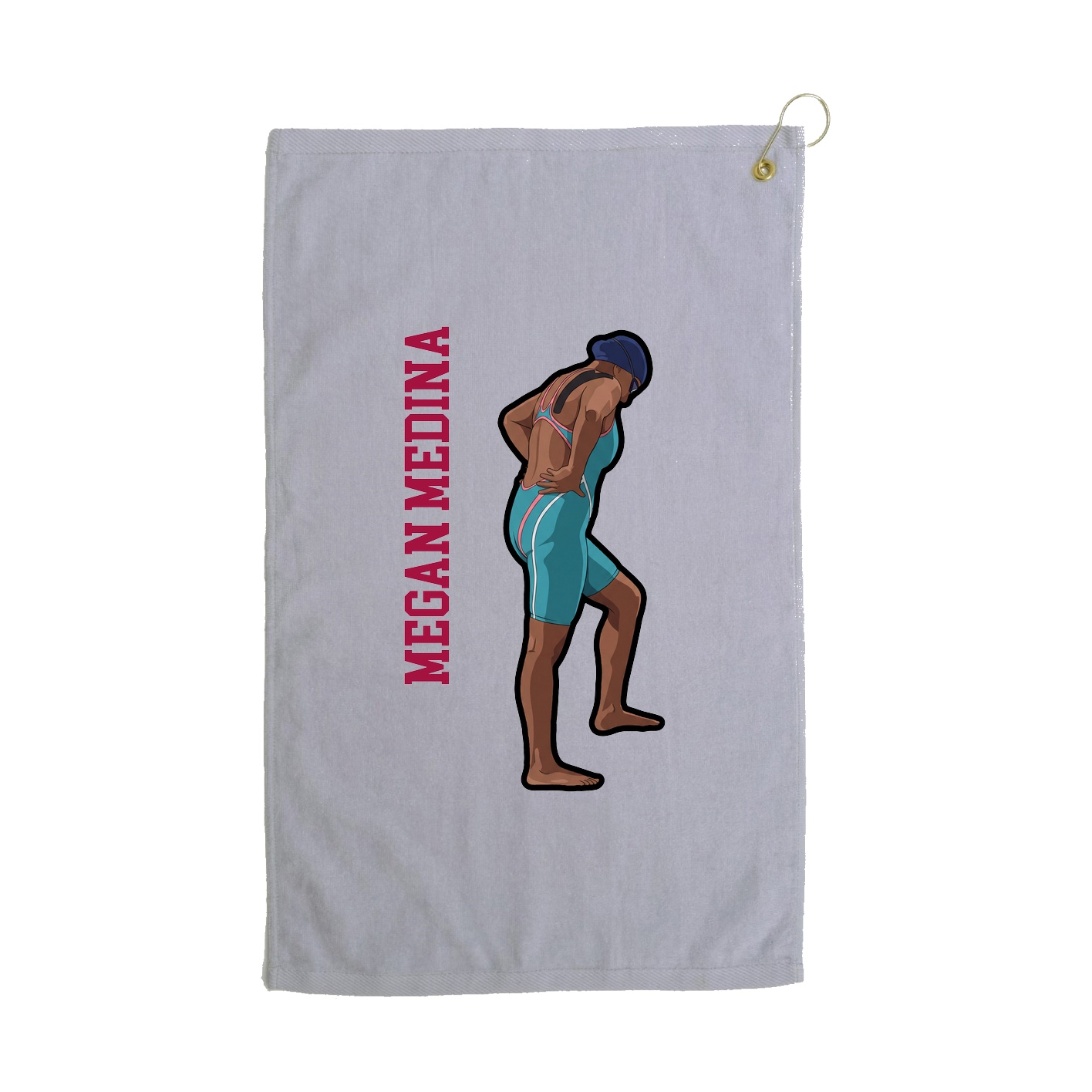 Golf Towel — Name Vertical in Grey