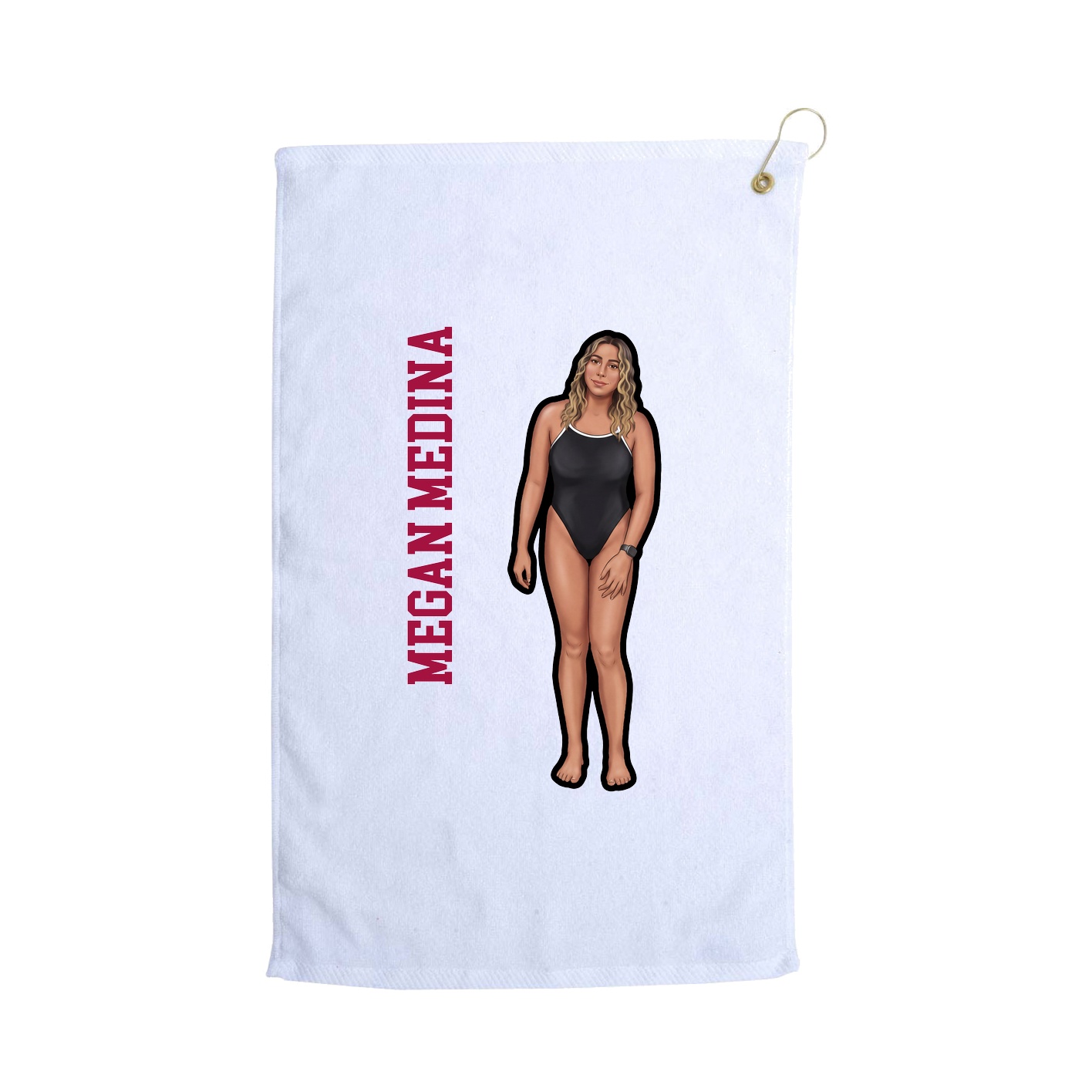 Golf Towel — Name Vertical in White