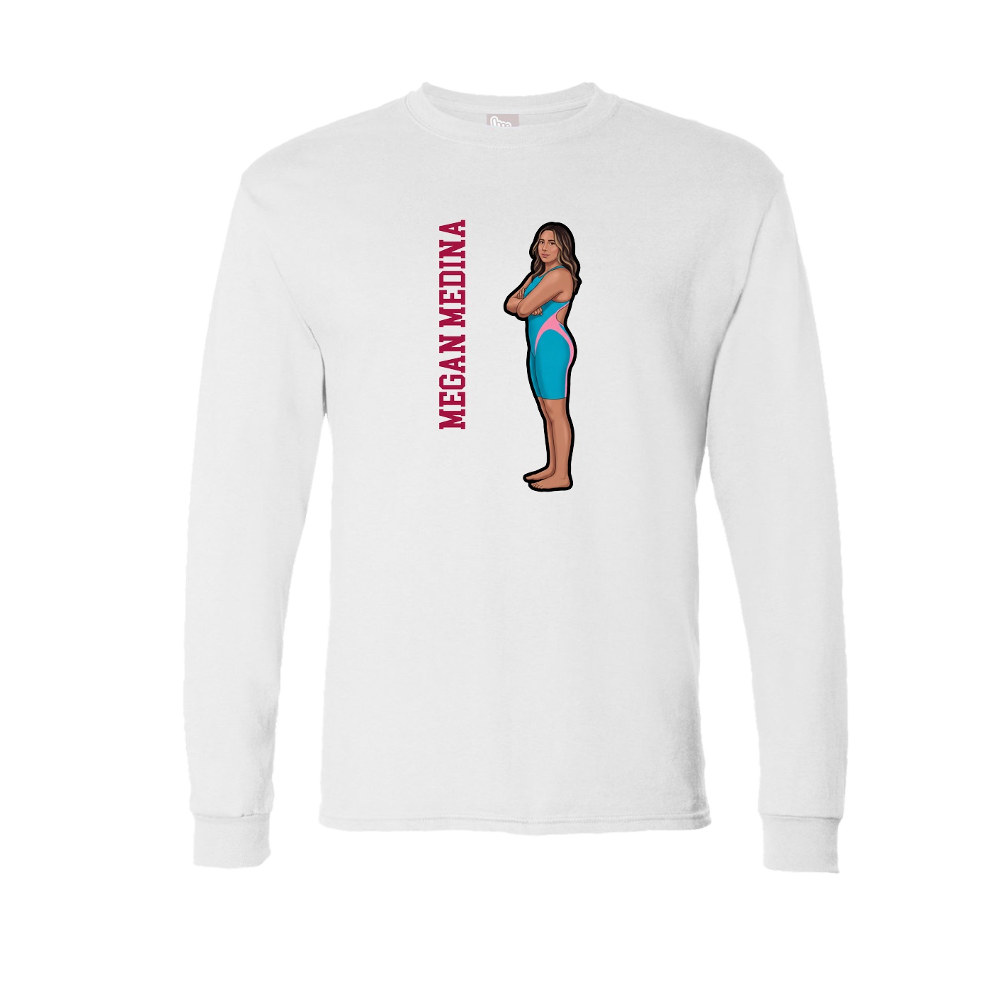 Long Sleeve Tee — Name Vertical in White