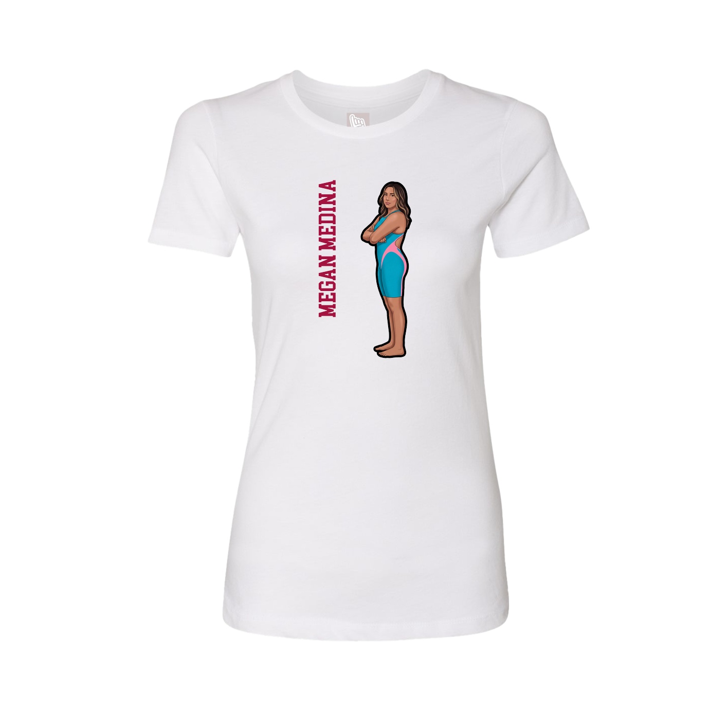 Fitted Women's Tee — Name Vertical in White