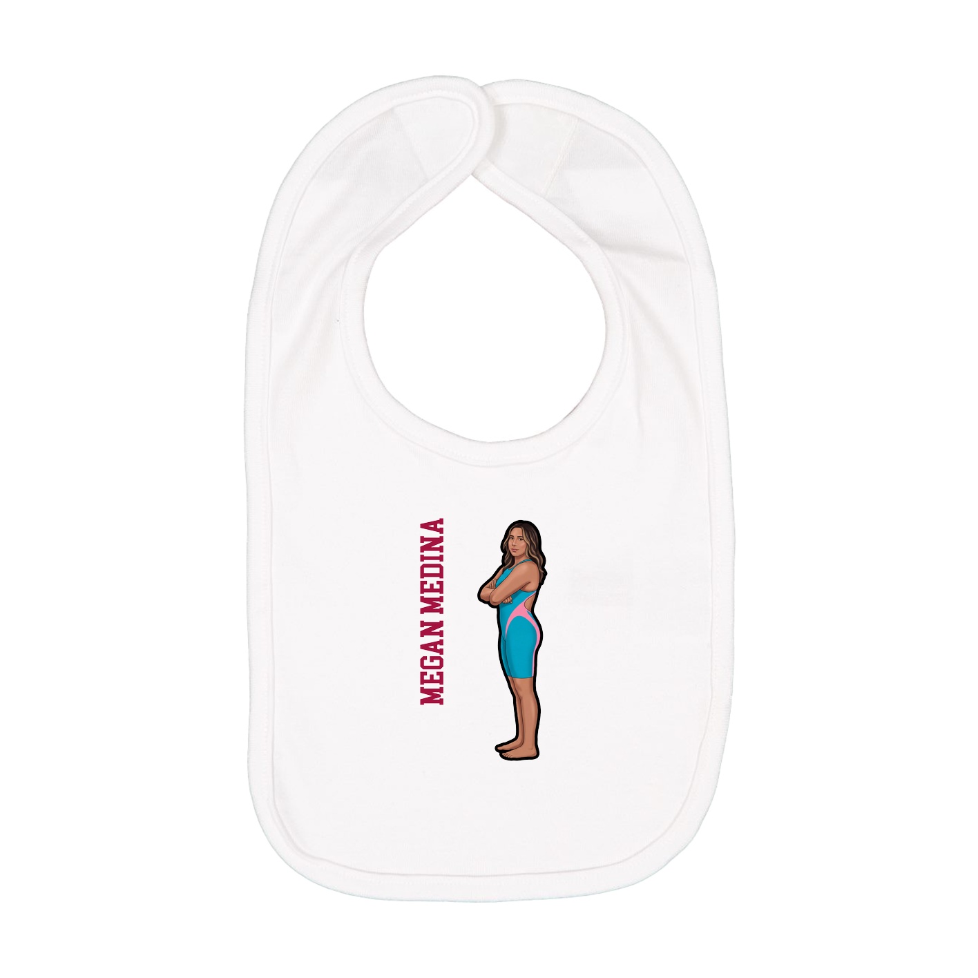 Infant Bib — Name Vertical in White