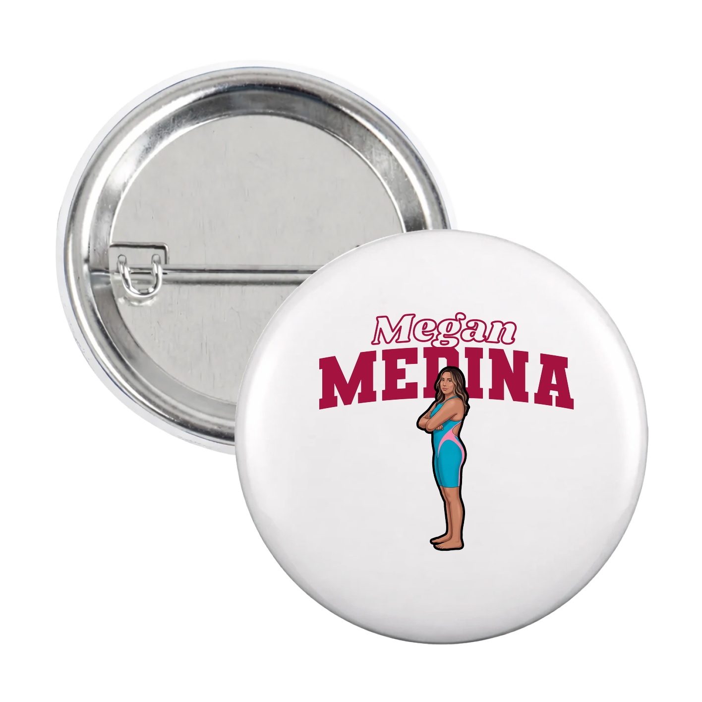 Game Day Button — Name Arch in White