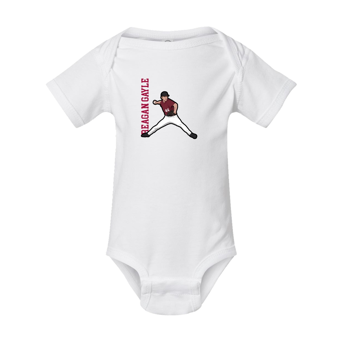 Baby Onesie — Name Vertical in White