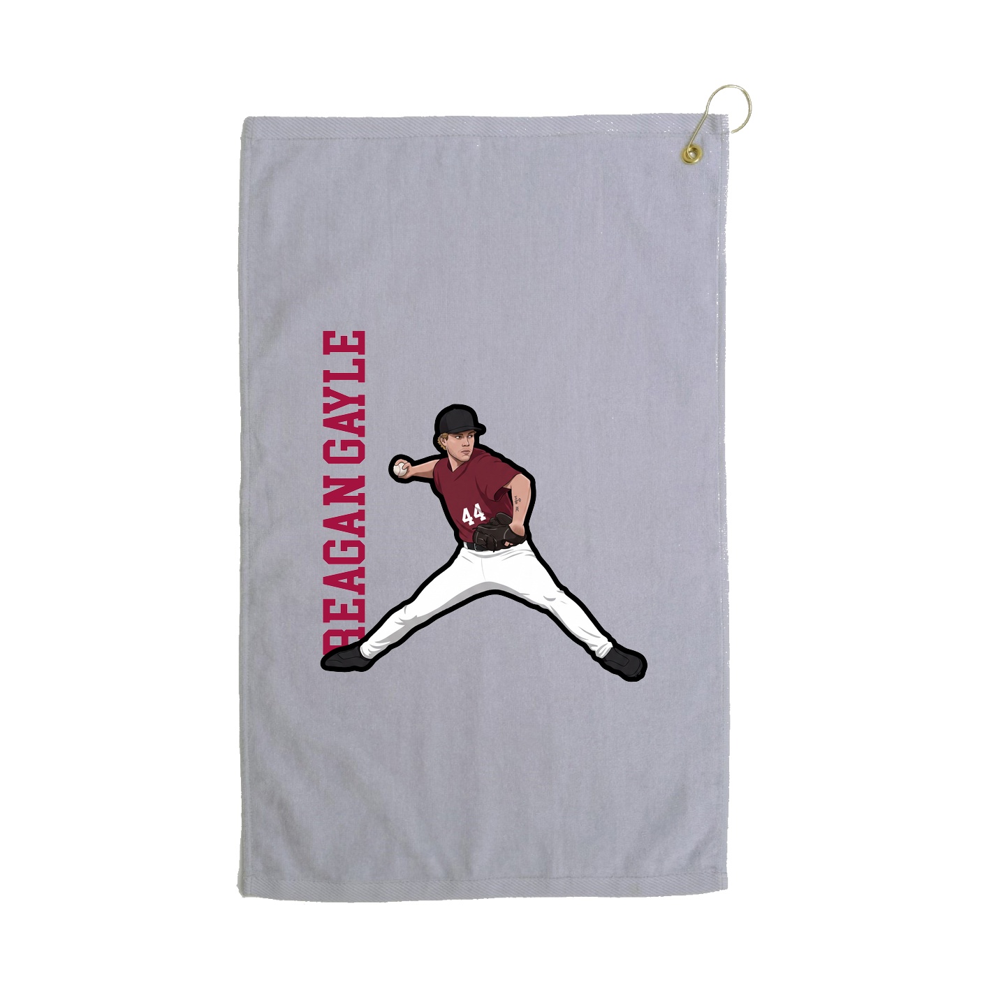 Golf Towel — Name Vertical in Grey