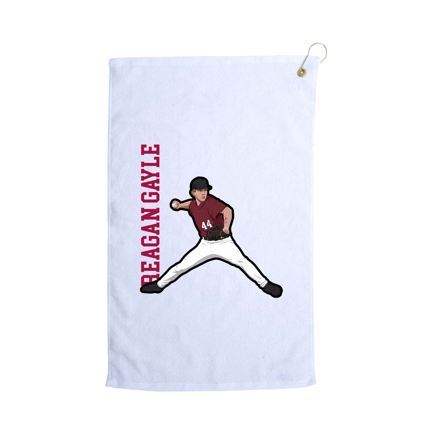 Golf Towel — Name Vertical in White