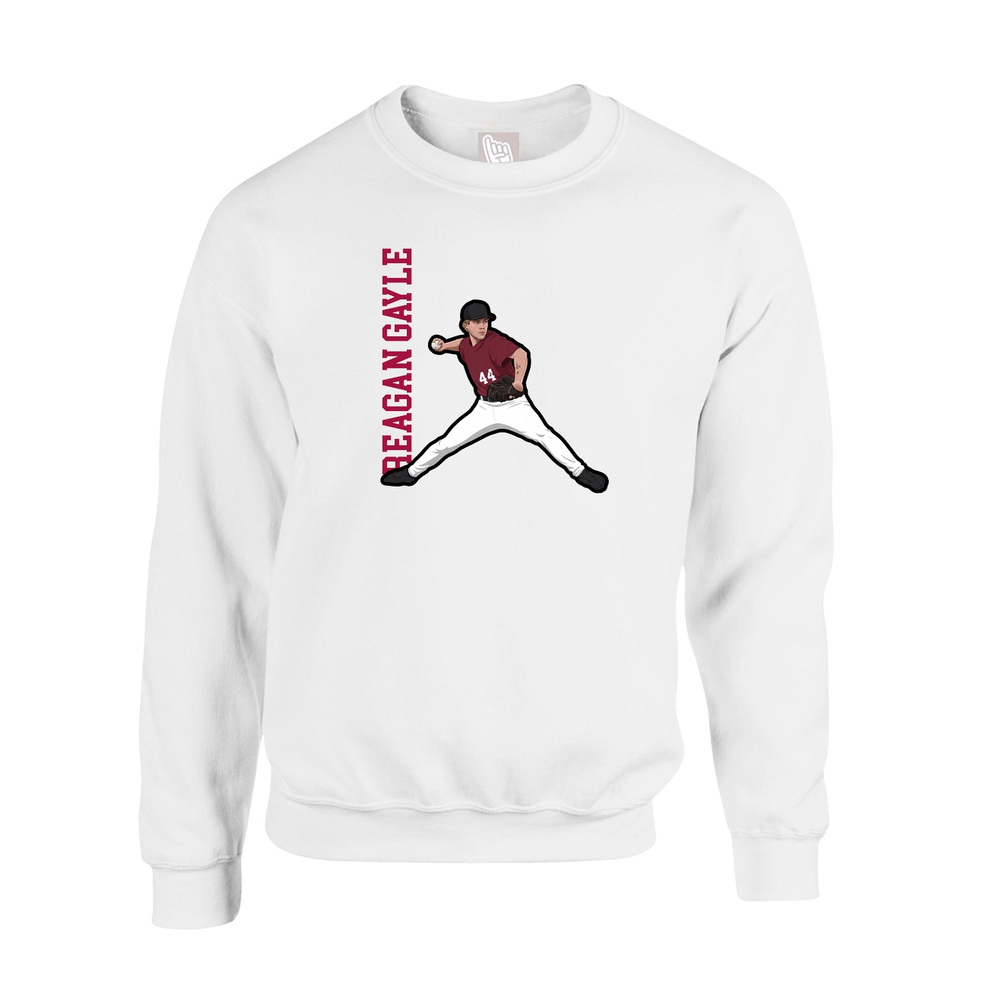 Fleece Crew — Name Vertical in White
