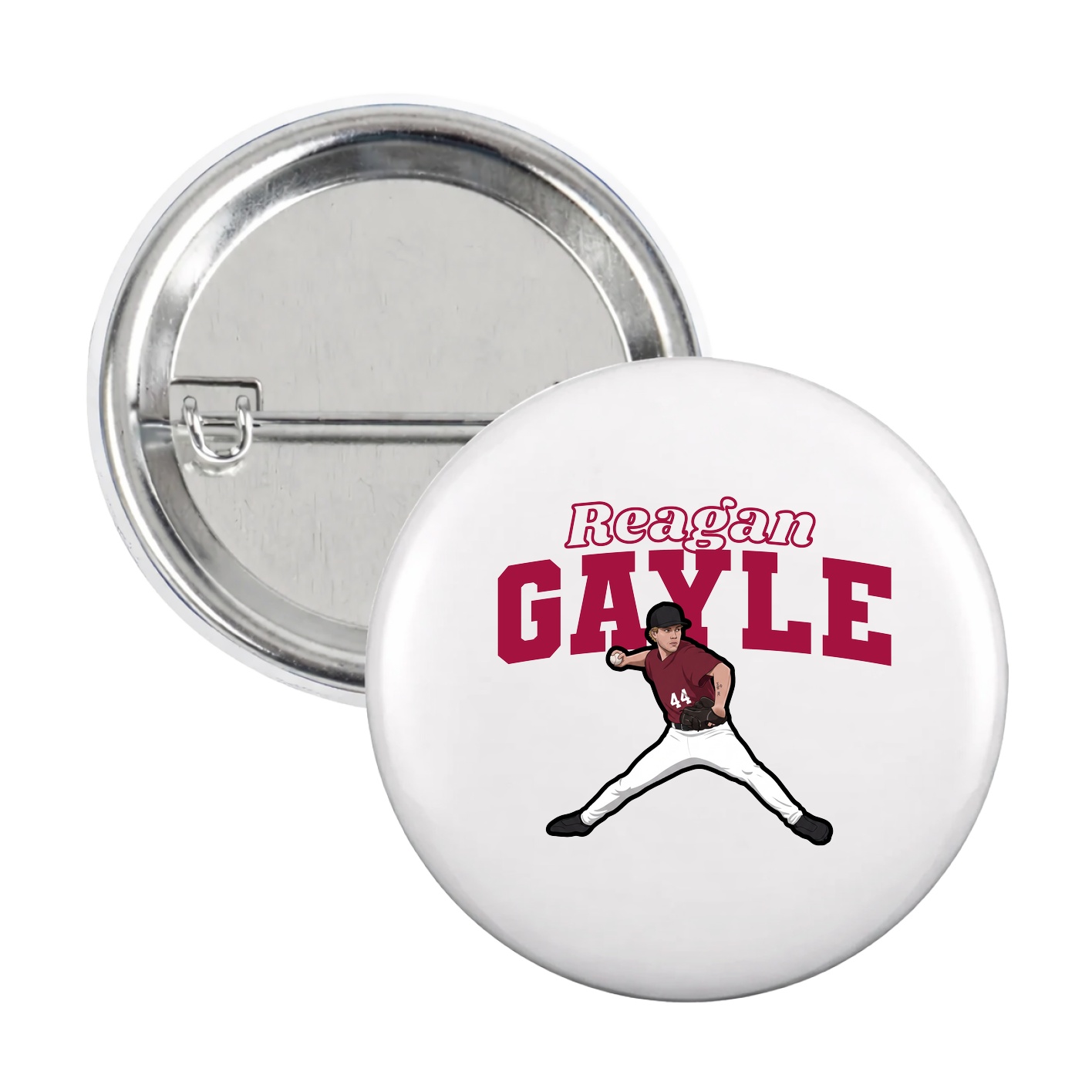 Game Day Button — Name Arch in White