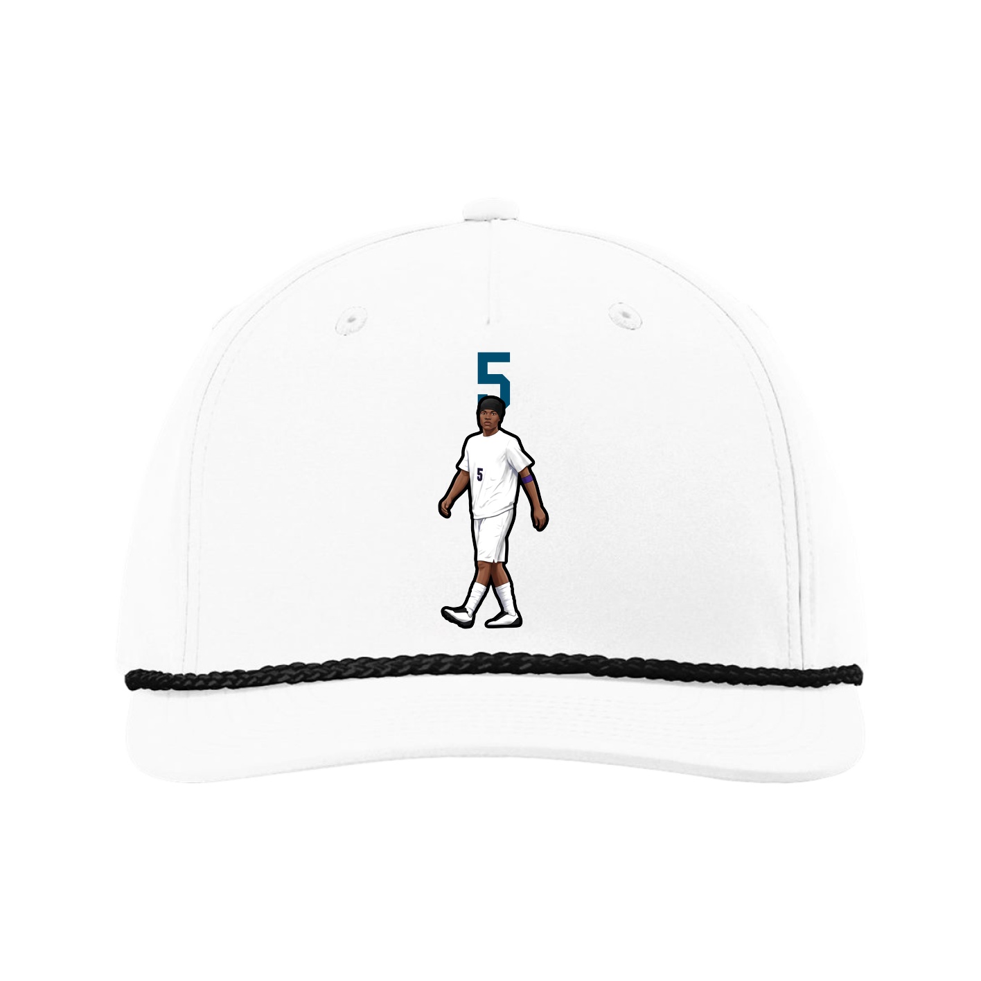 Five-Panel Classic Rope Cap — Number Top in White