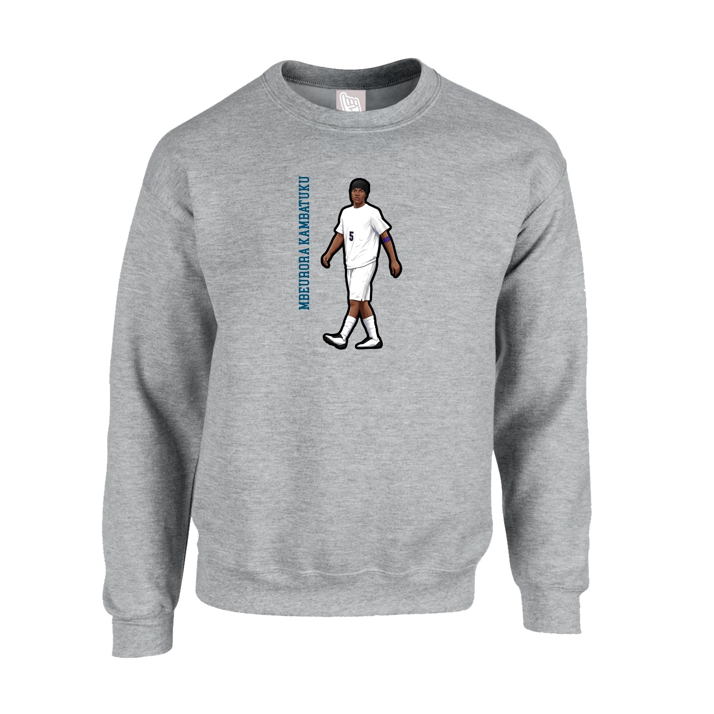 Fleece Crew — Name Vertical in Grey
