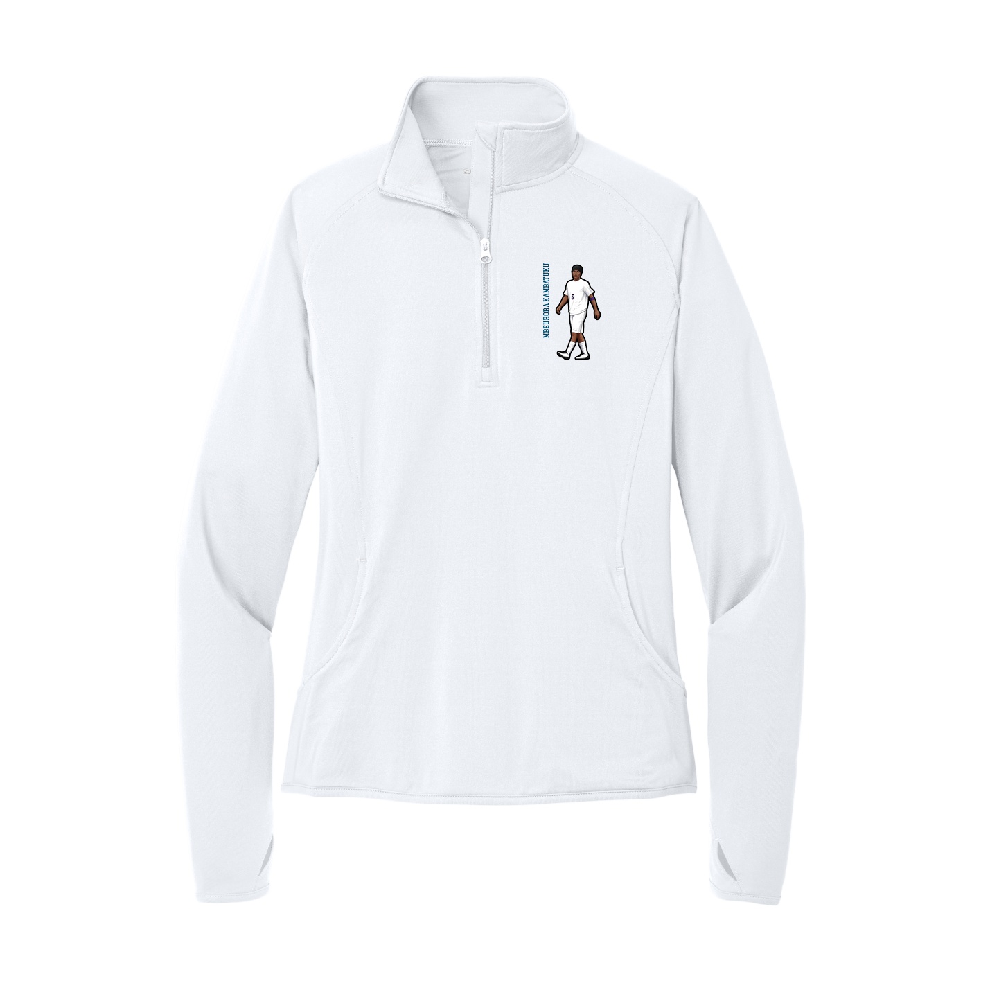 Women's Q-Zip Pullover — Name Vertical in White
