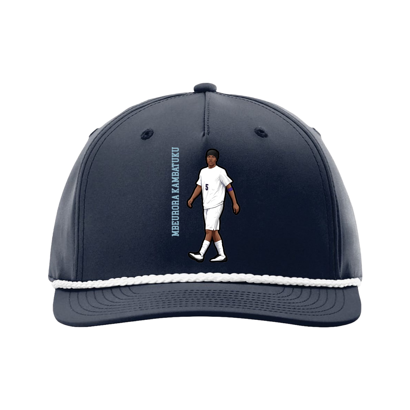 Five-Panel Classic Rope Cap — Name Vertical in Navy