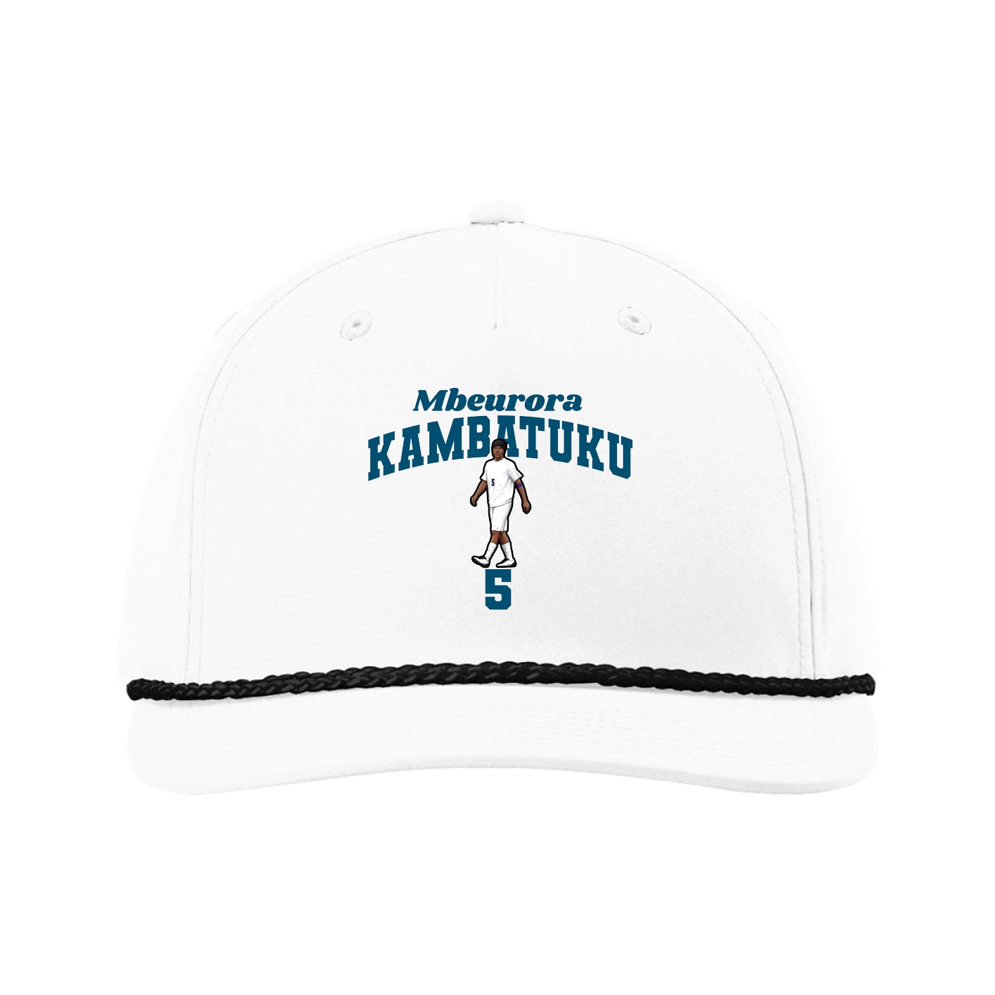 Five-Panel Classic Rope Cap — Signature Arch in White