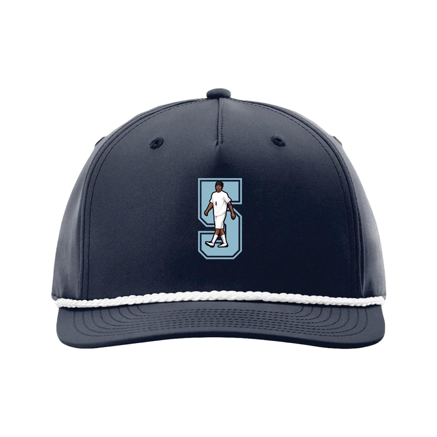 Five-Panel Classic Rope Cap — Number in Navy