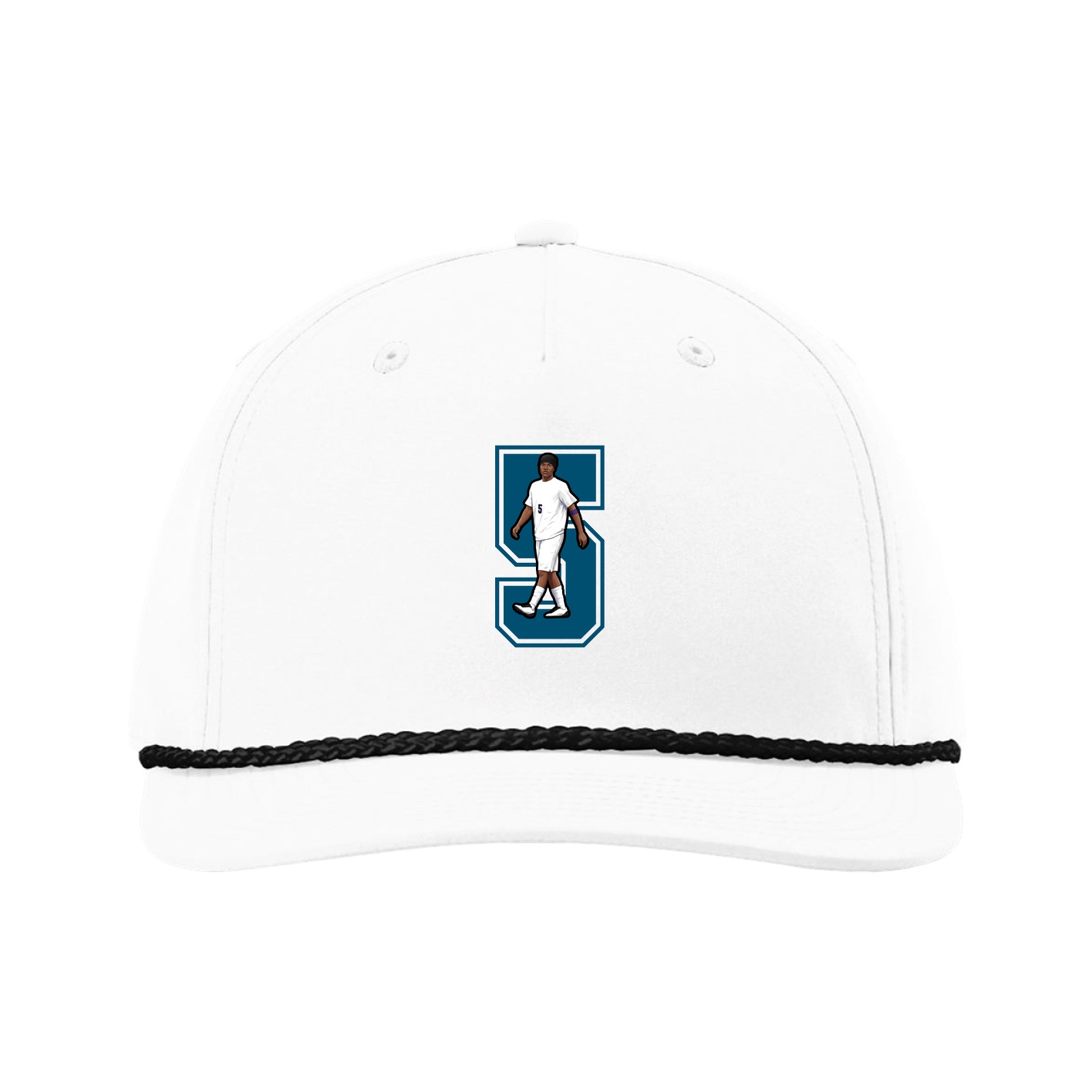 Five-Panel Classic Rope Cap — Number in White