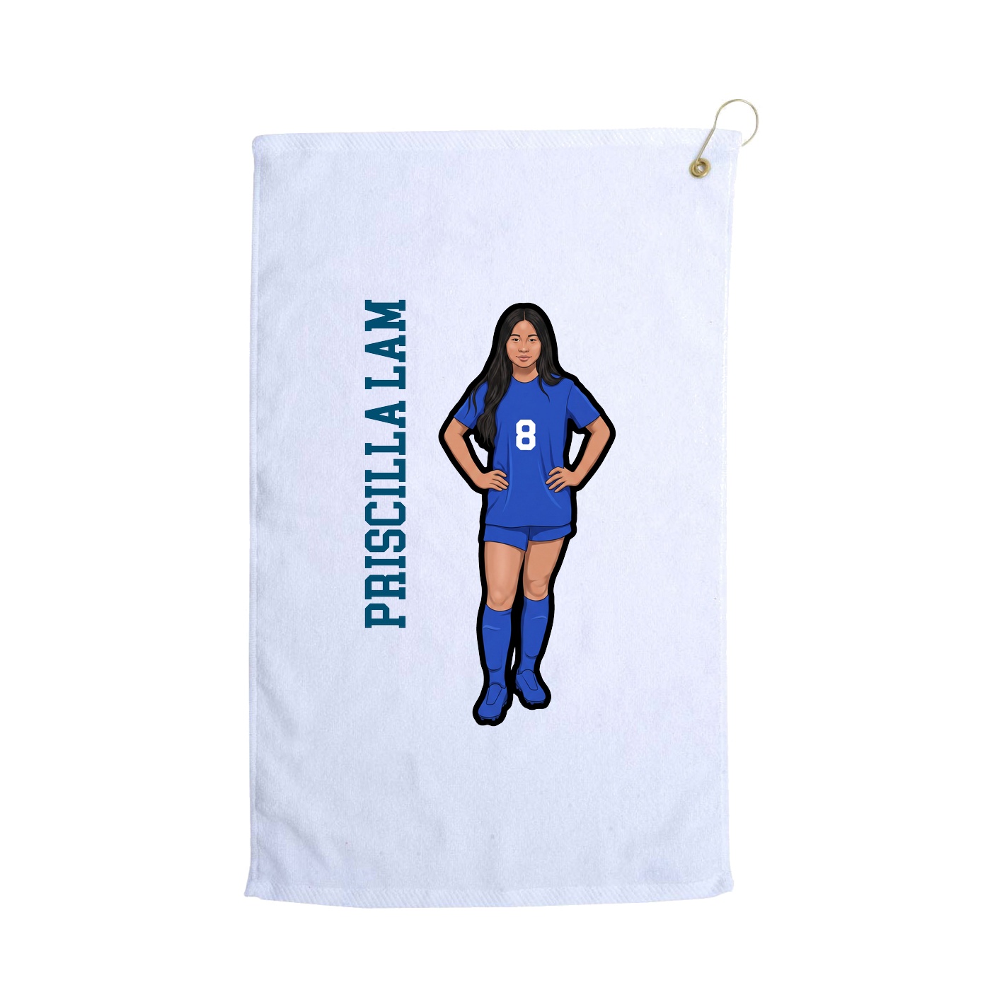 Golf Towel — Name Vertical in White