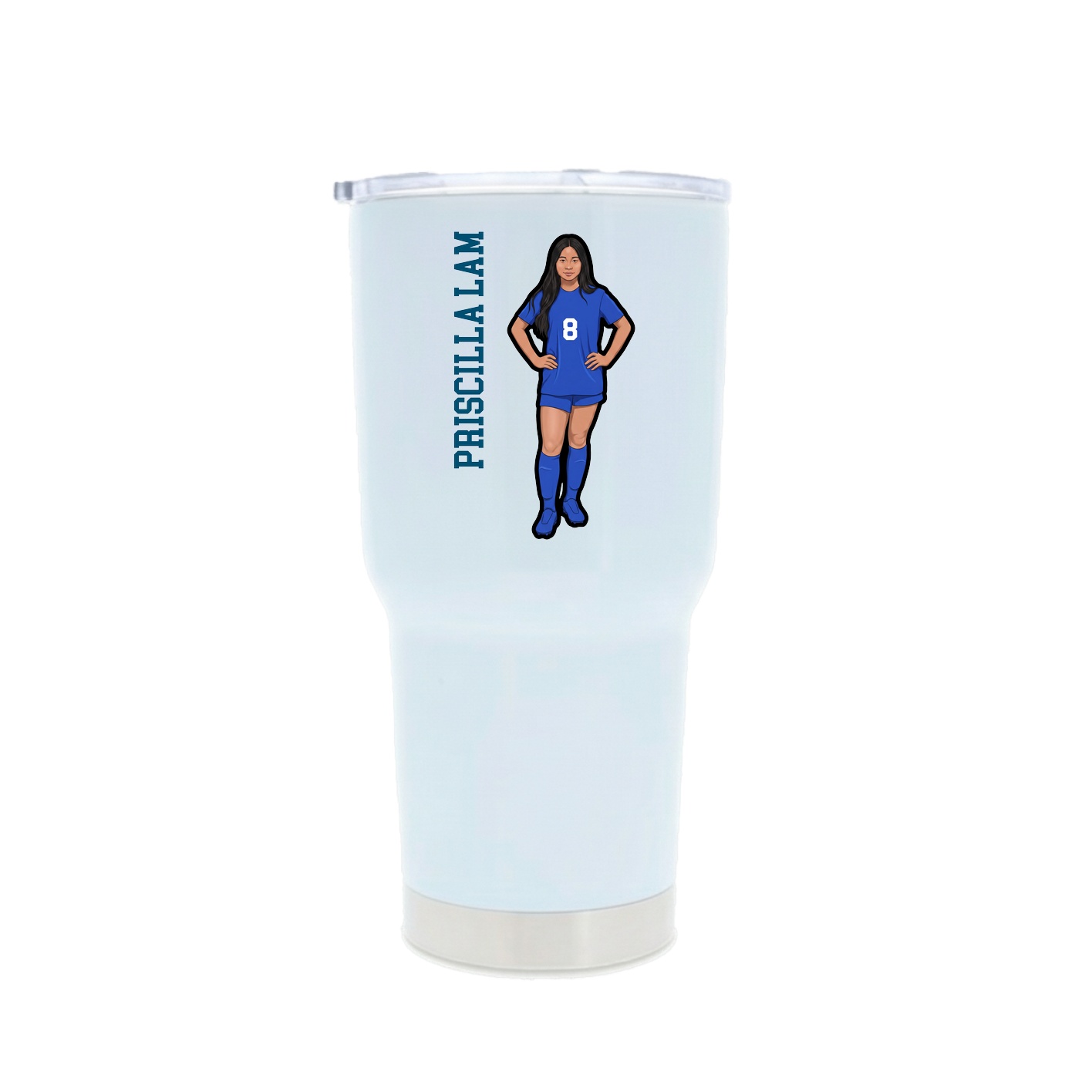 30oz Stainless Steel Tumbler — Name Vertical in White