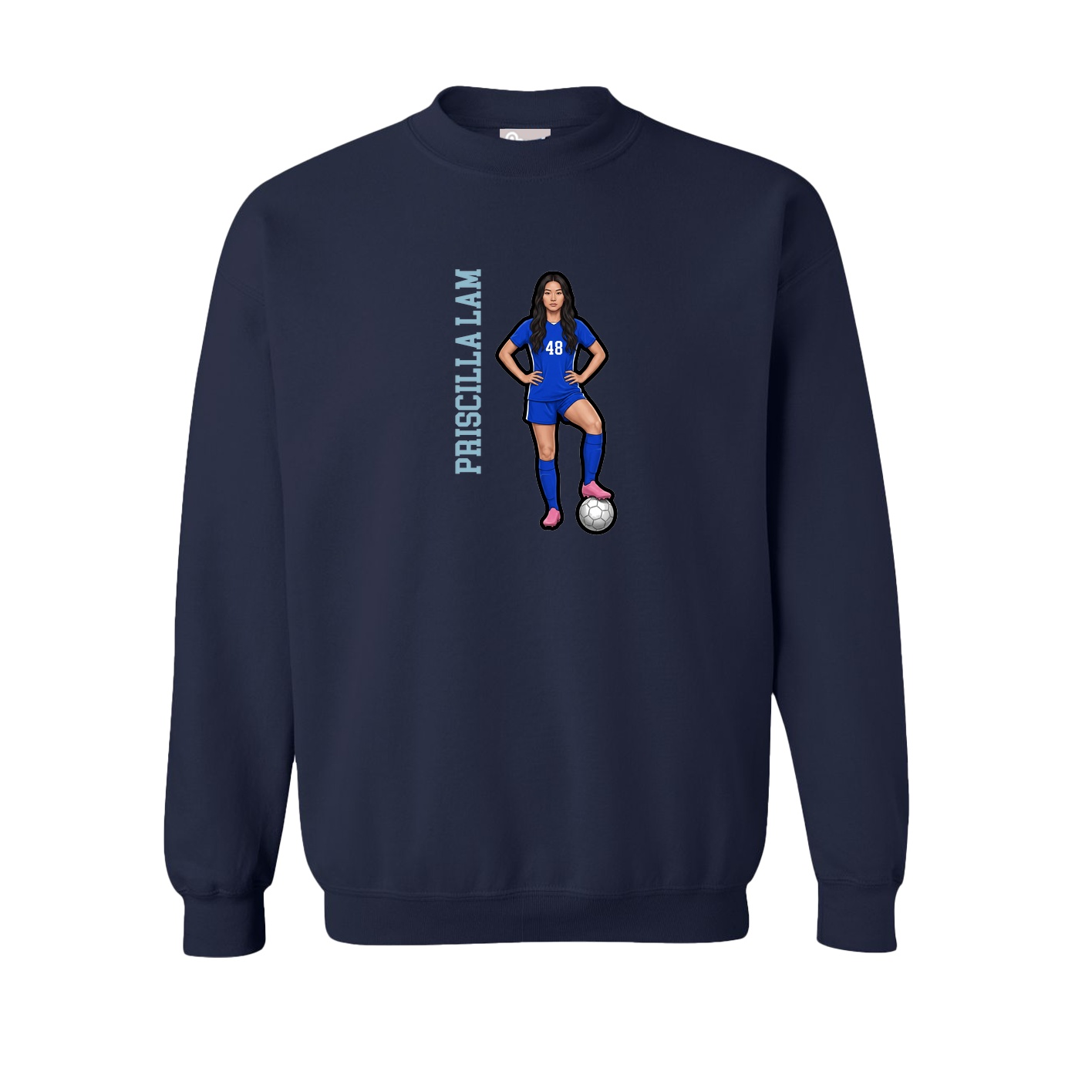 Fleece Crew — Name Vertical in Navy