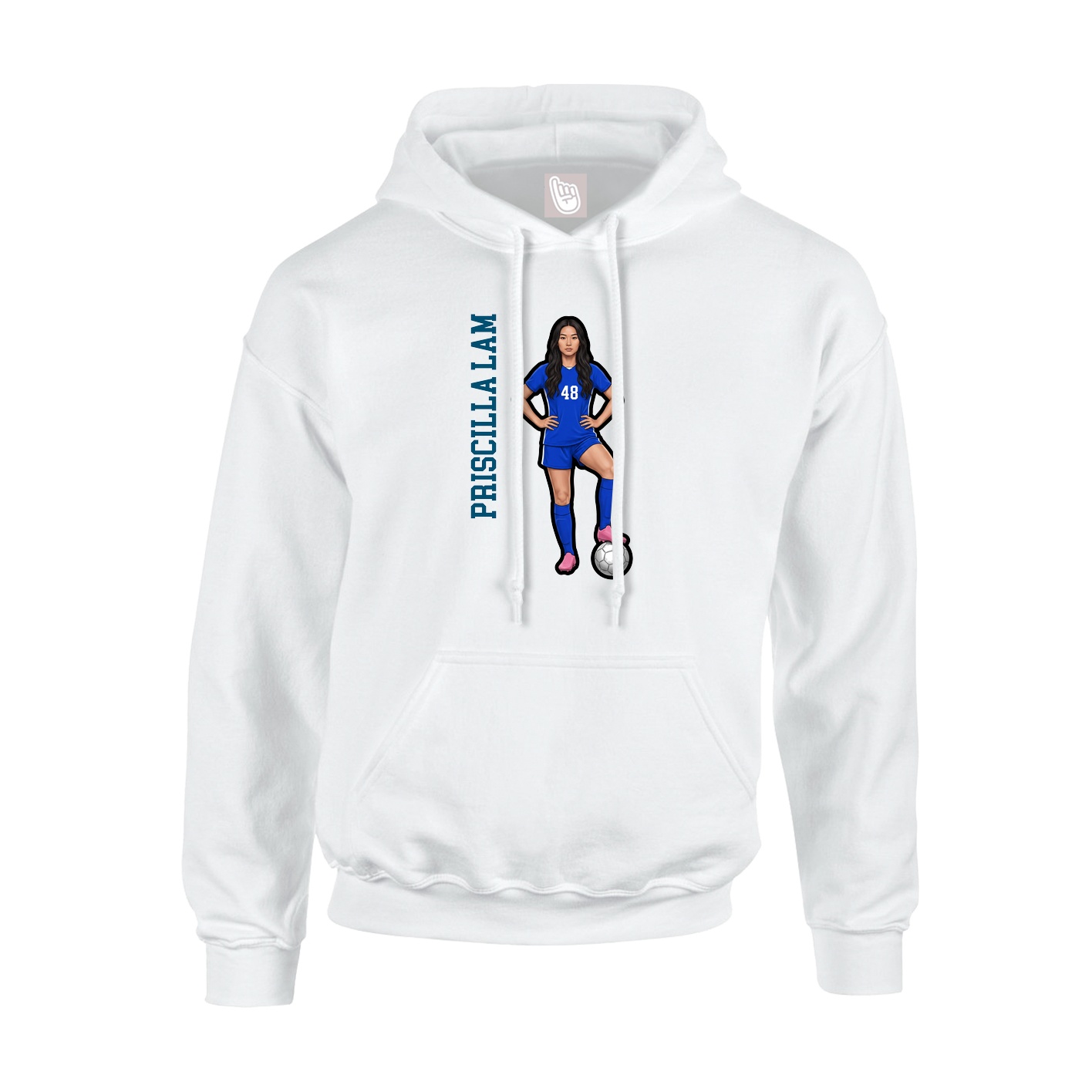 Youth Hoodie — Name Vertical in White