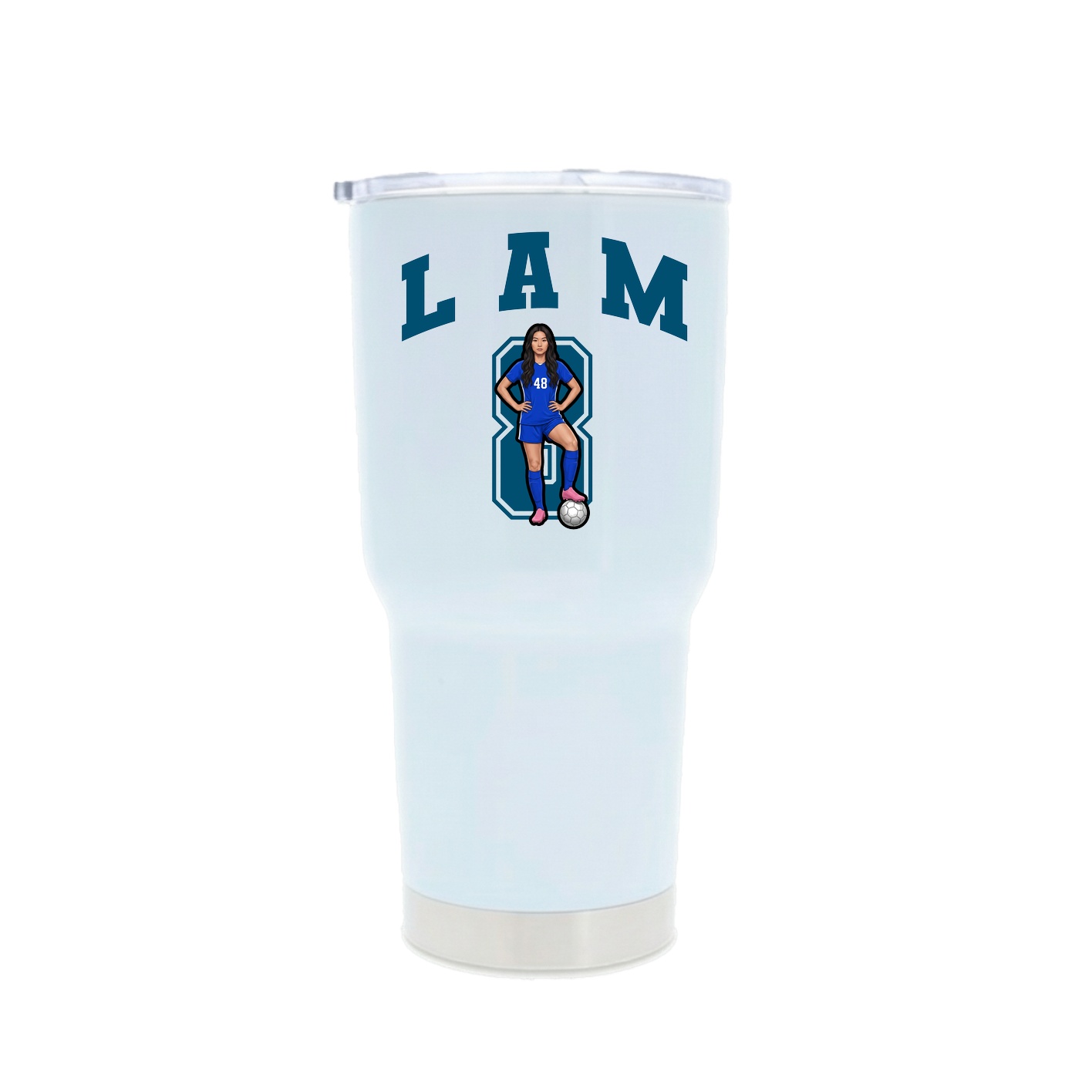 30oz Stainless Steel Tumbler — Number in White
