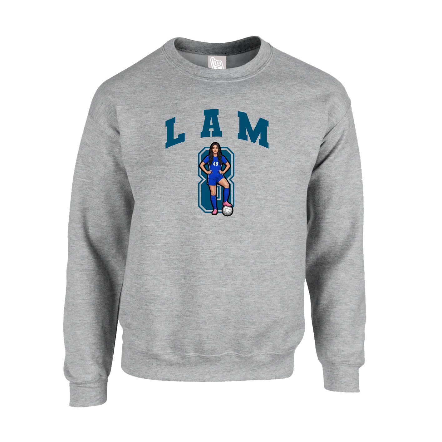 Fleece Crew — Number in Grey
