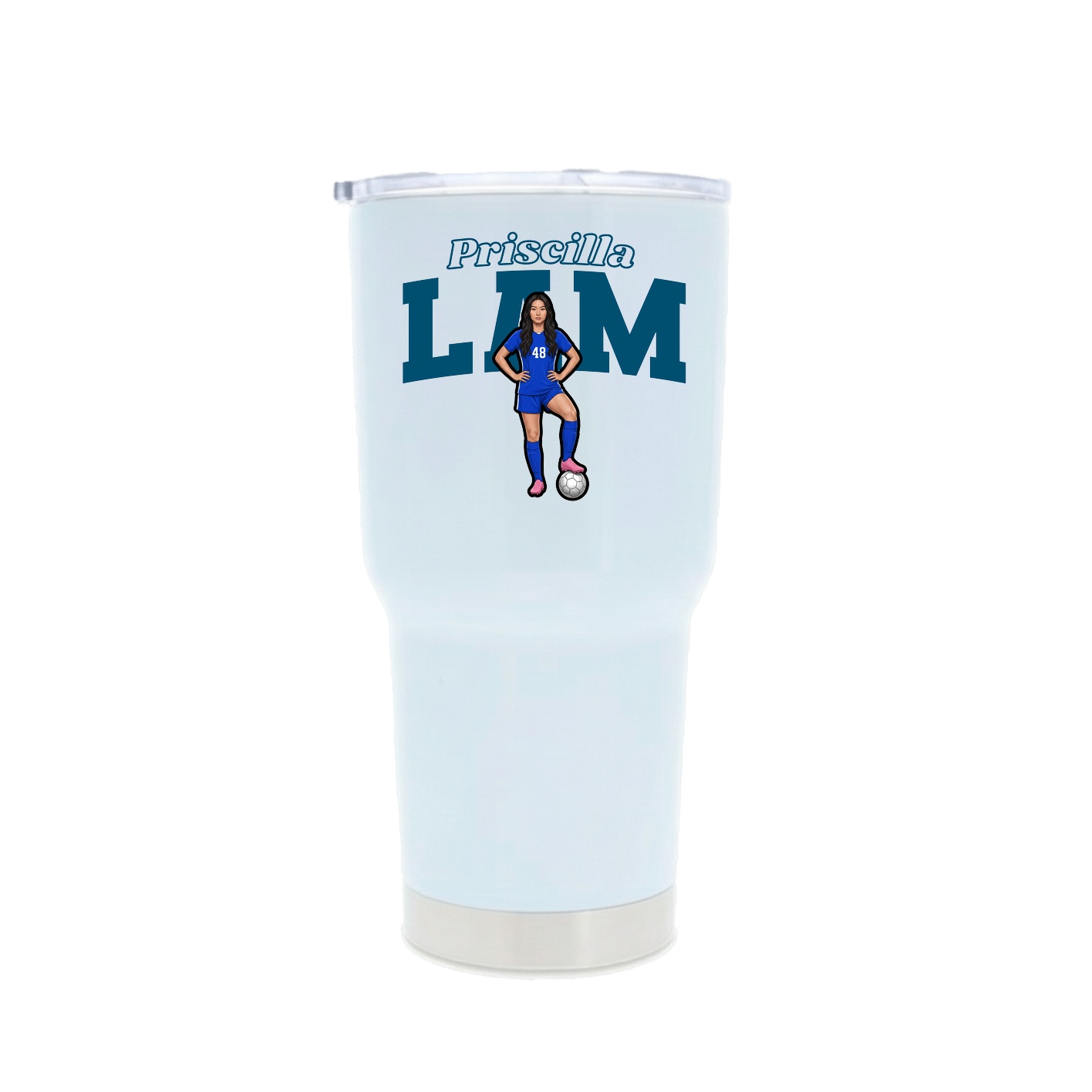 30oz Stainless Steel Tumbler — Name Arch in White