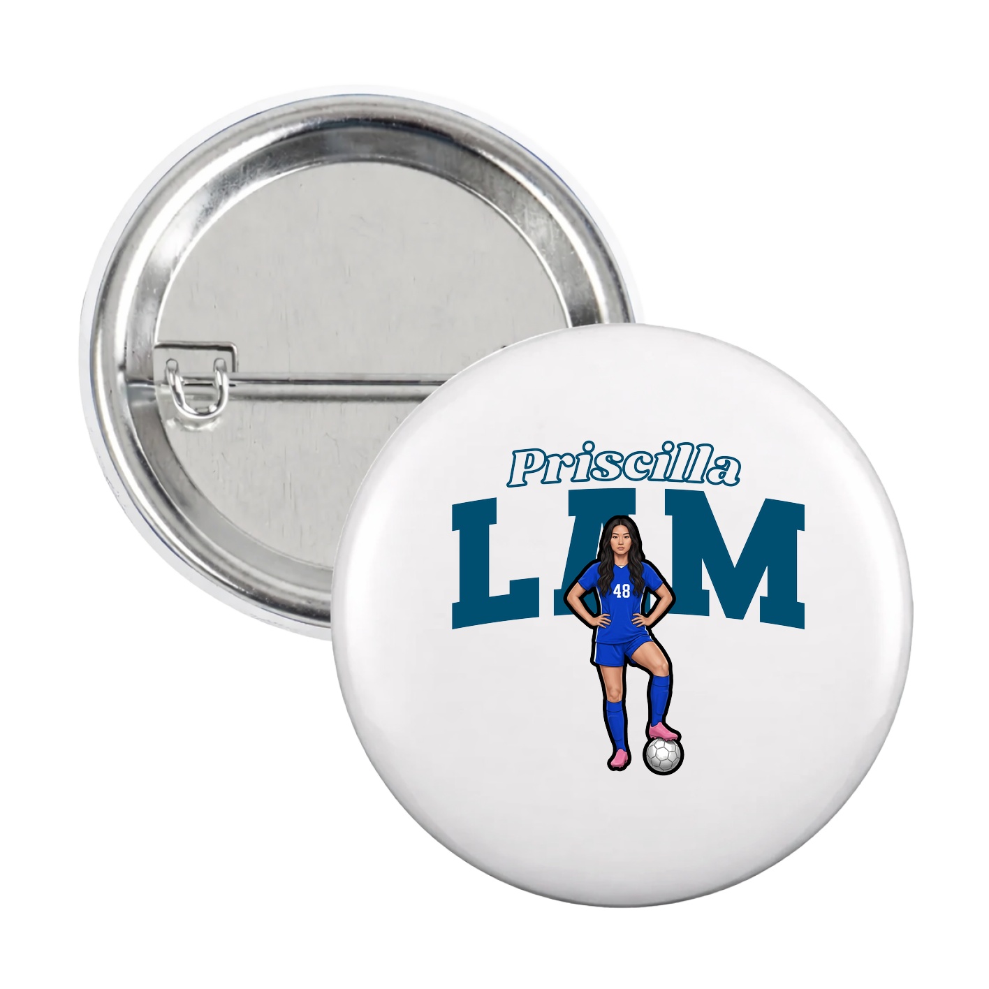 Game Day Button — Name Arch in White