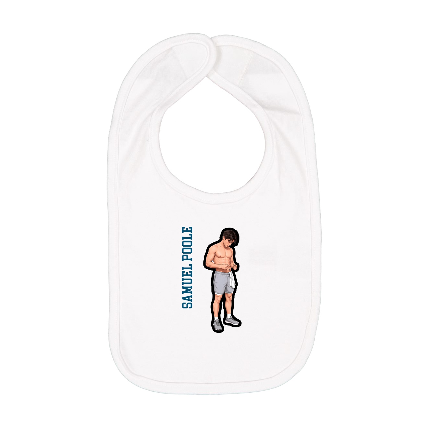 Infant Bib — Name Vertical in White