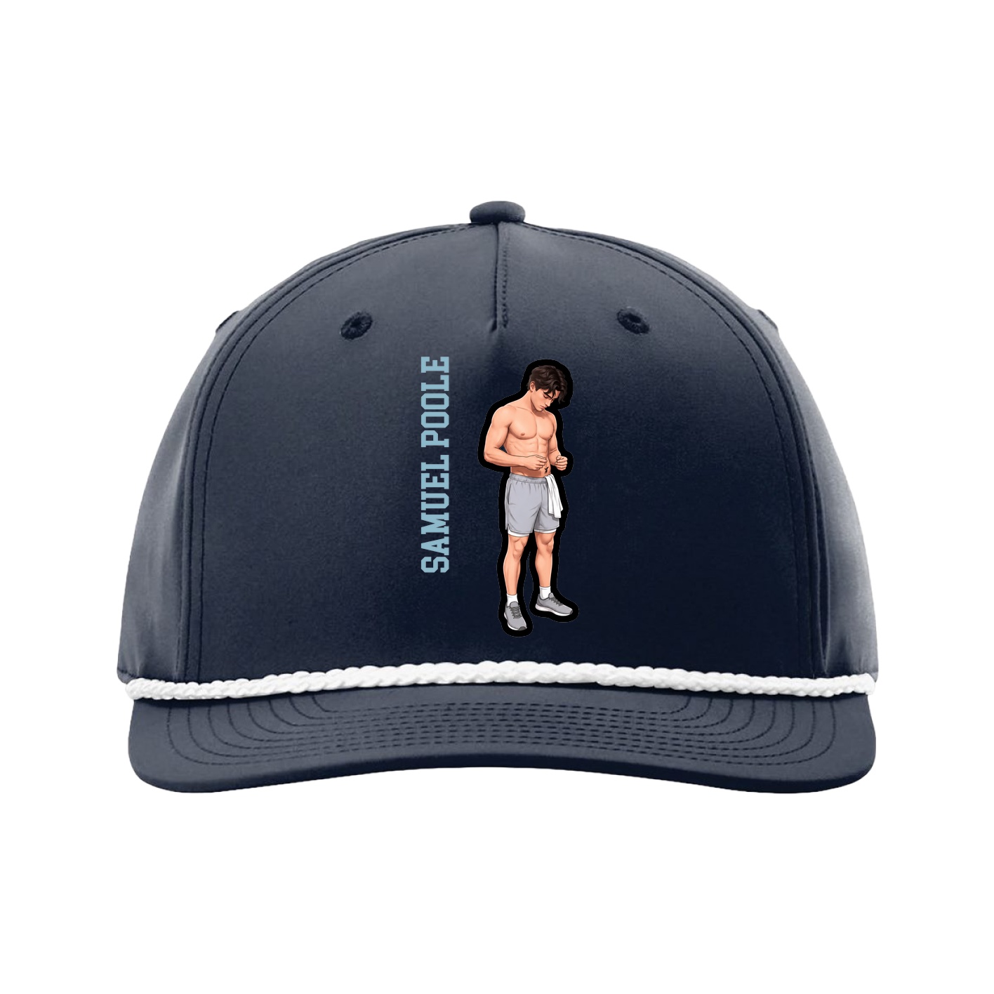 Five-Panel Classic Rope Cap — Name Vertical in Navy