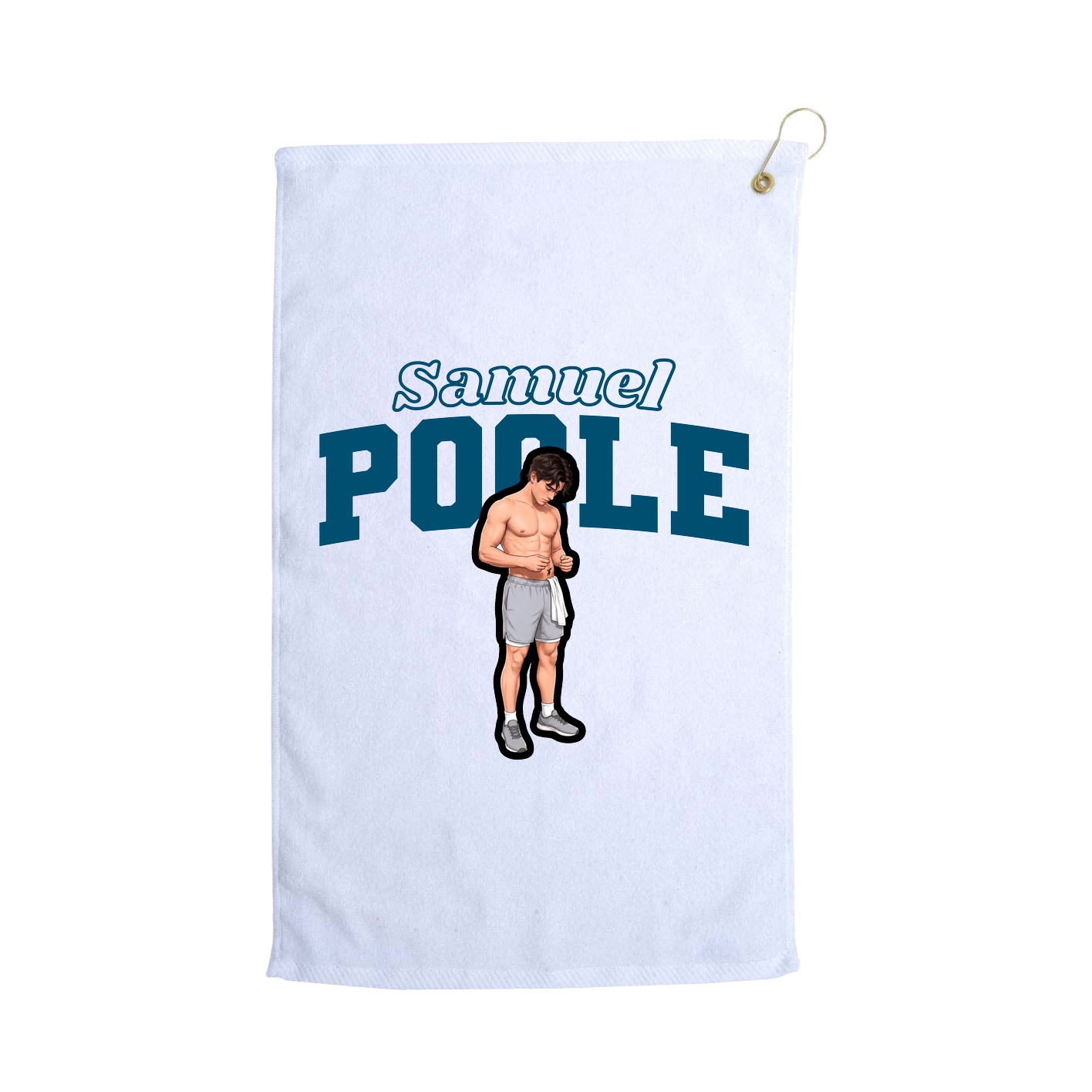 Golf Towel — Name Arch in White