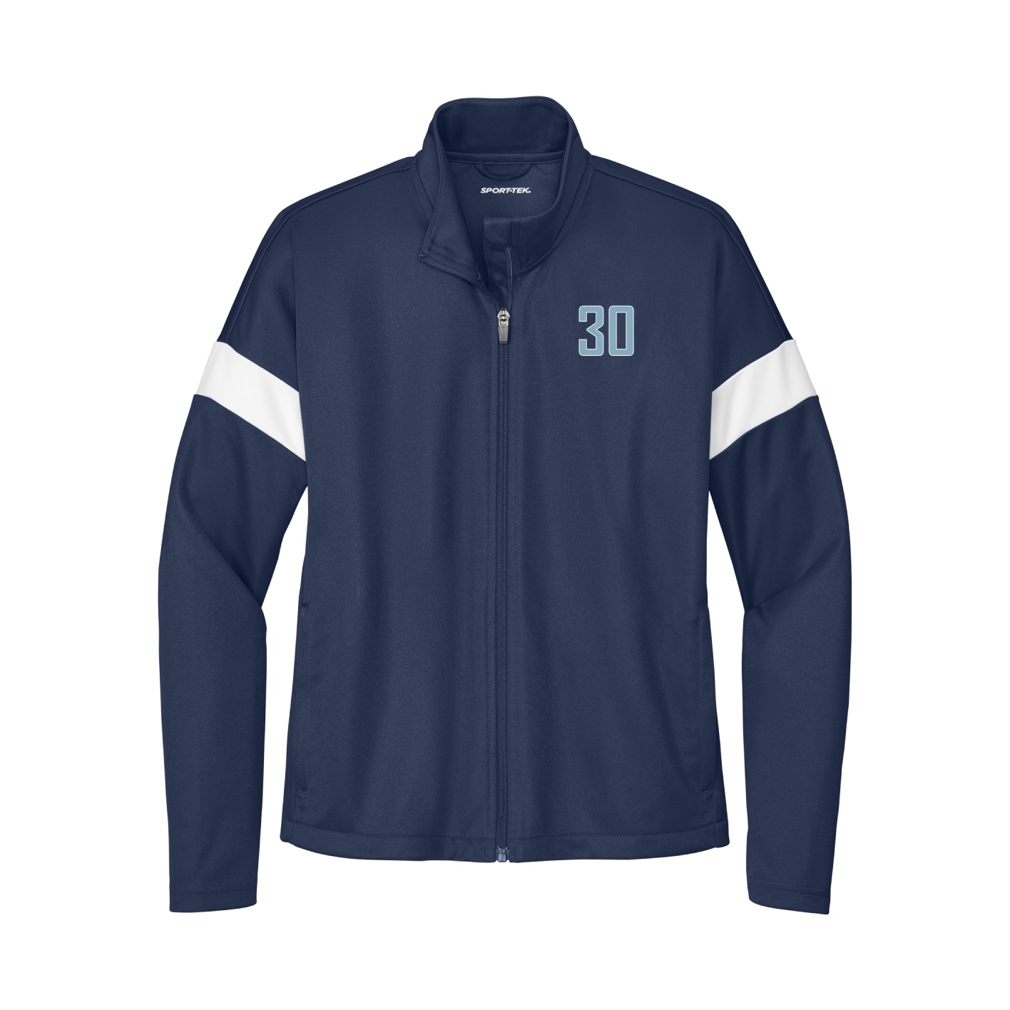 Womens Team Travel Full-Zip Jacket — Front Shirsy in Navy/White