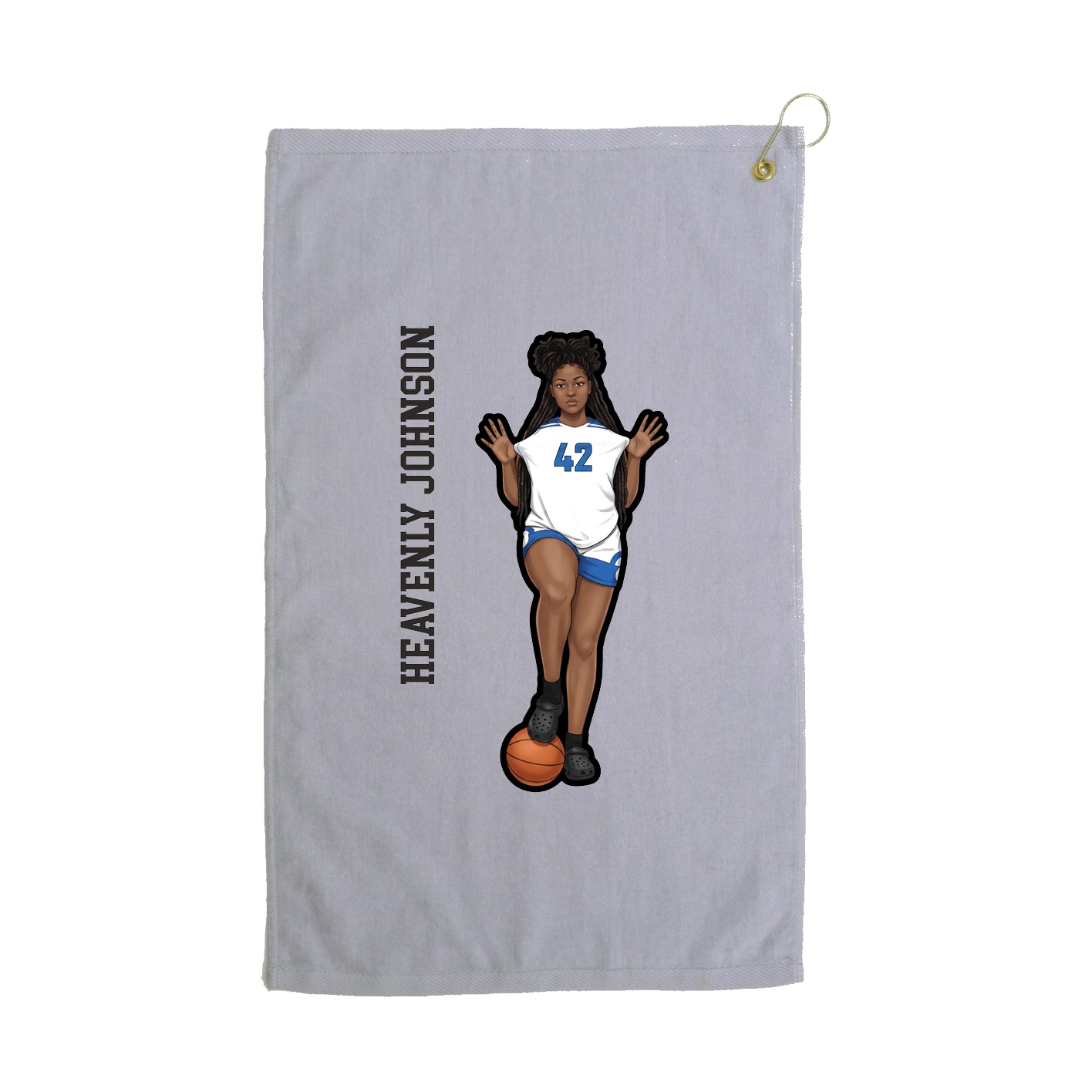 Golf Towel — Name Vertical in Grey