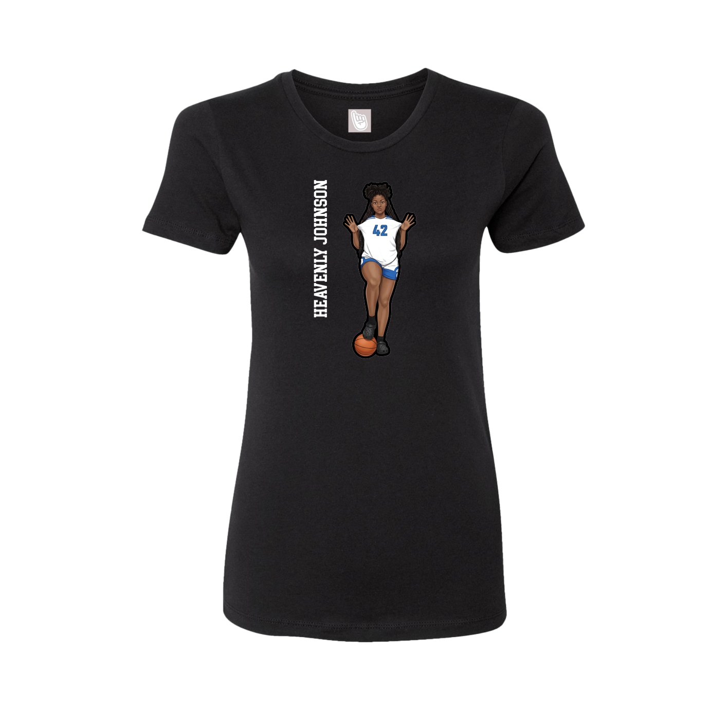Fitted Women's Tee — Name Vertical in Black