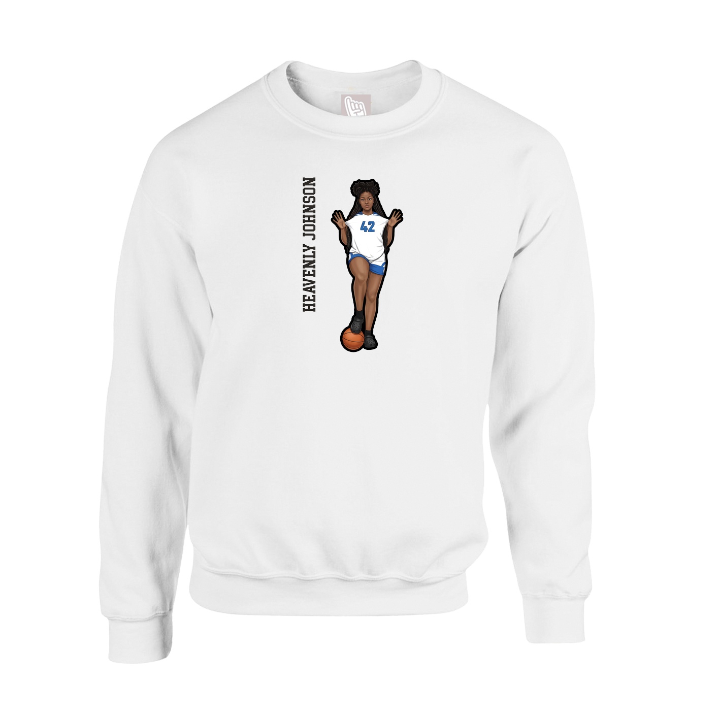 Fleece Crew — Name Vertical in White