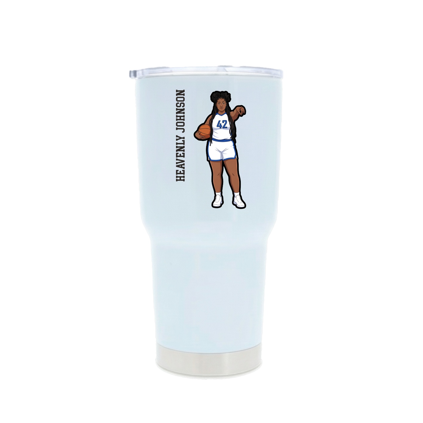 30oz Stainless Steel Tumbler — Name Vertical in White