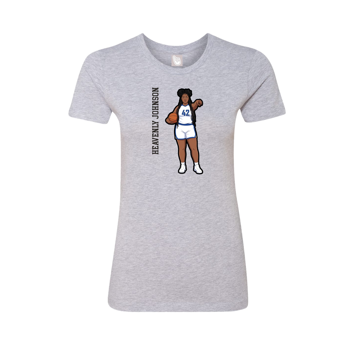 Fitted Women's Tee — Name Vertical in Grey