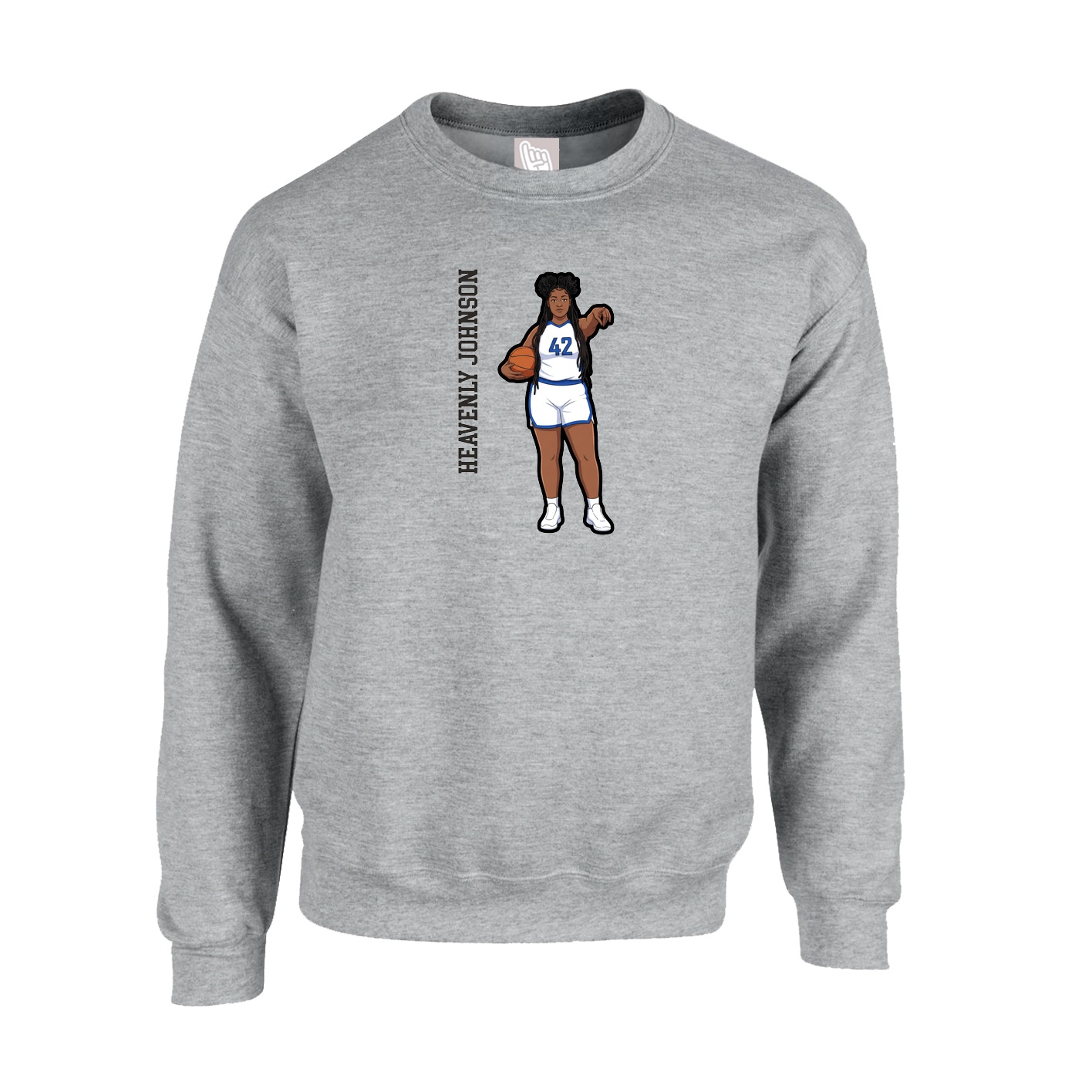 Fleece Crew — Name Vertical in Grey