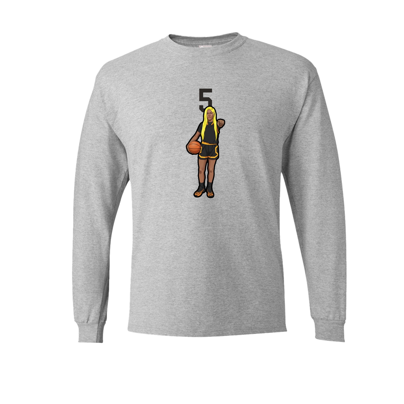 Long Sleeve Tee — Number Top in Grey