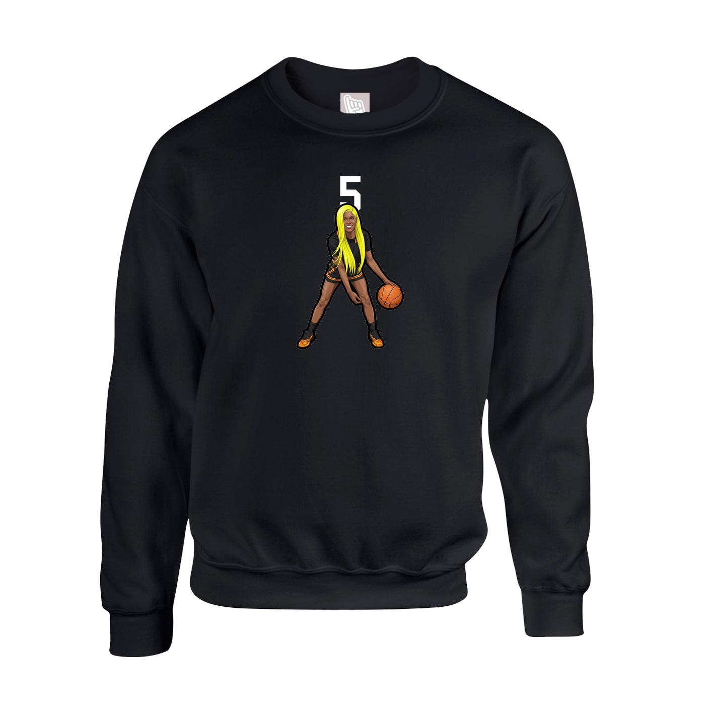 Fleece Crew — Number Top in Black