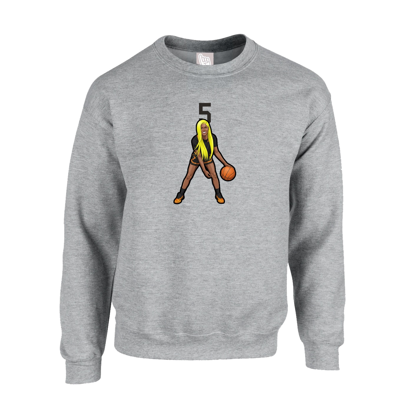 Fleece Crew — Number Top in Grey