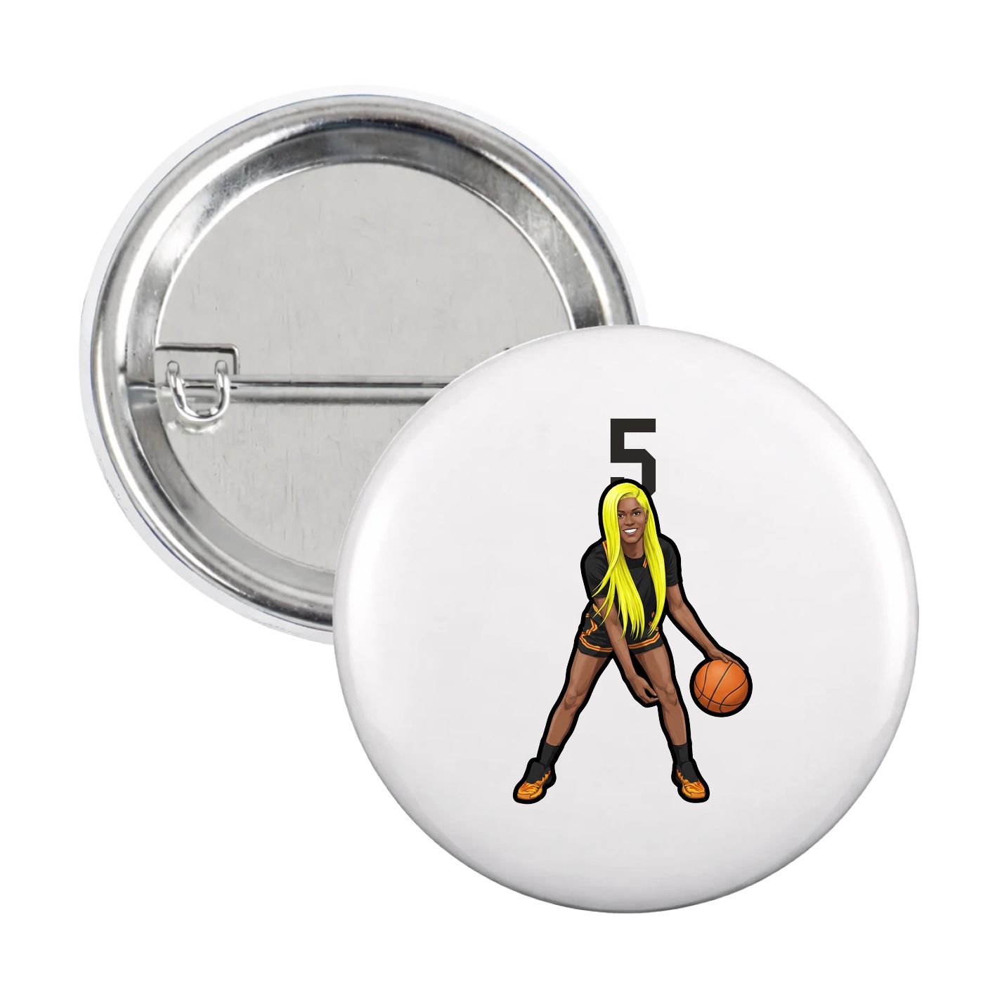 Game Day Button — Number Top in White