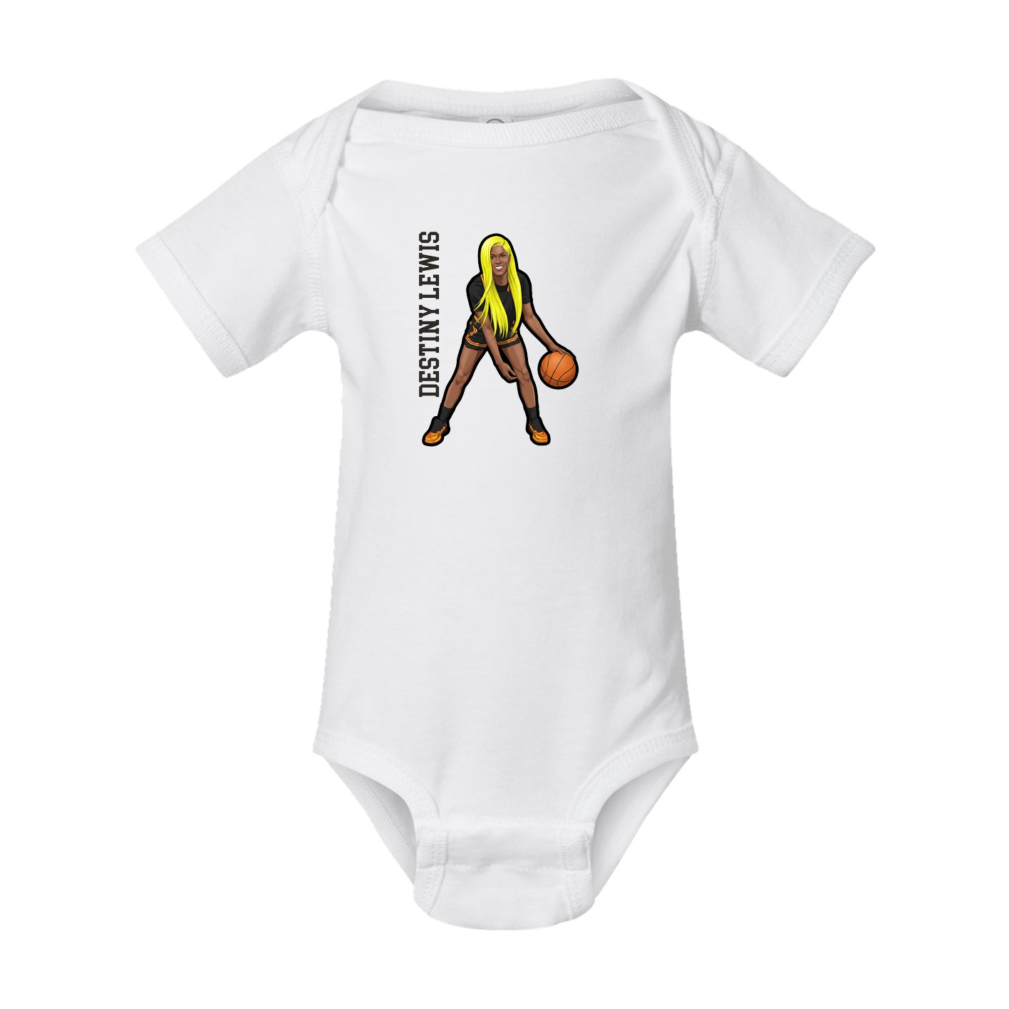 Baby Onesie — Name Vertical in White