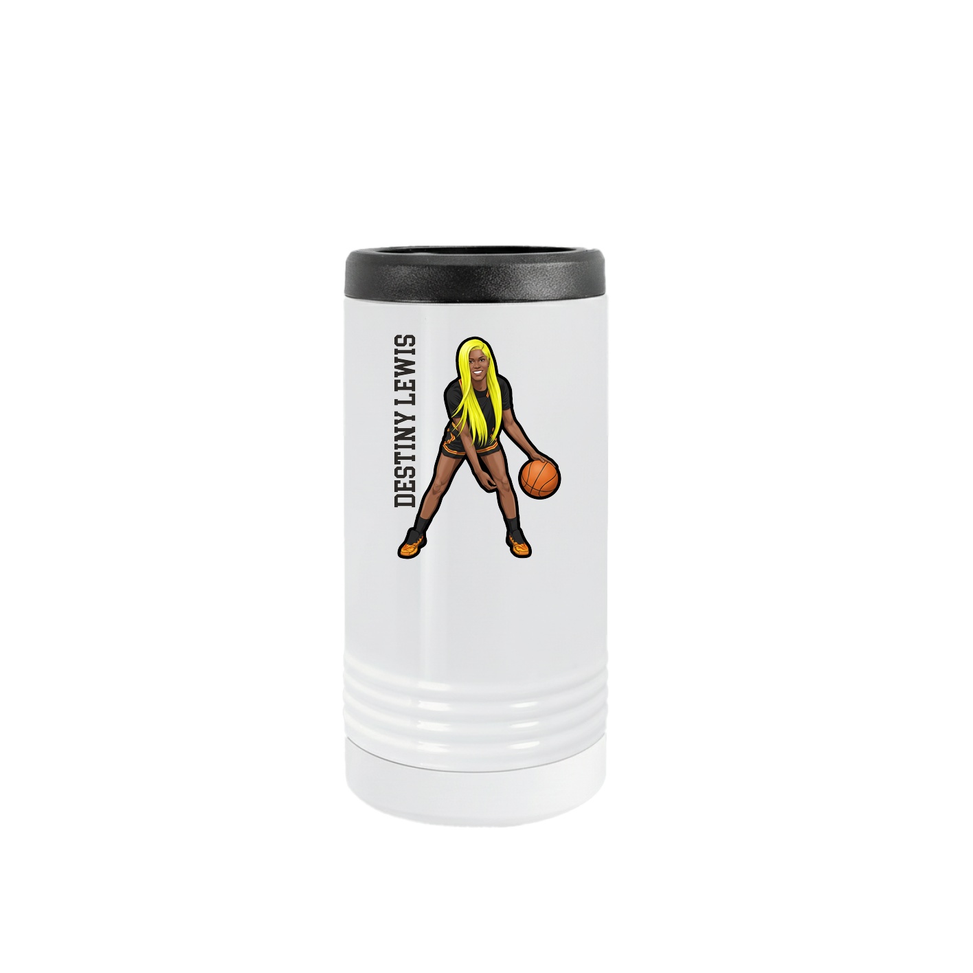 Slim Beverage Holder — Name Vertical in White