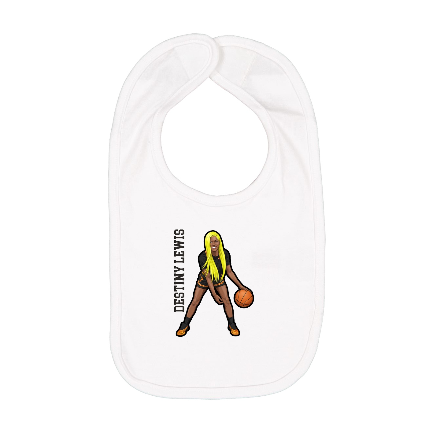 Infant Bib — Name Vertical in White