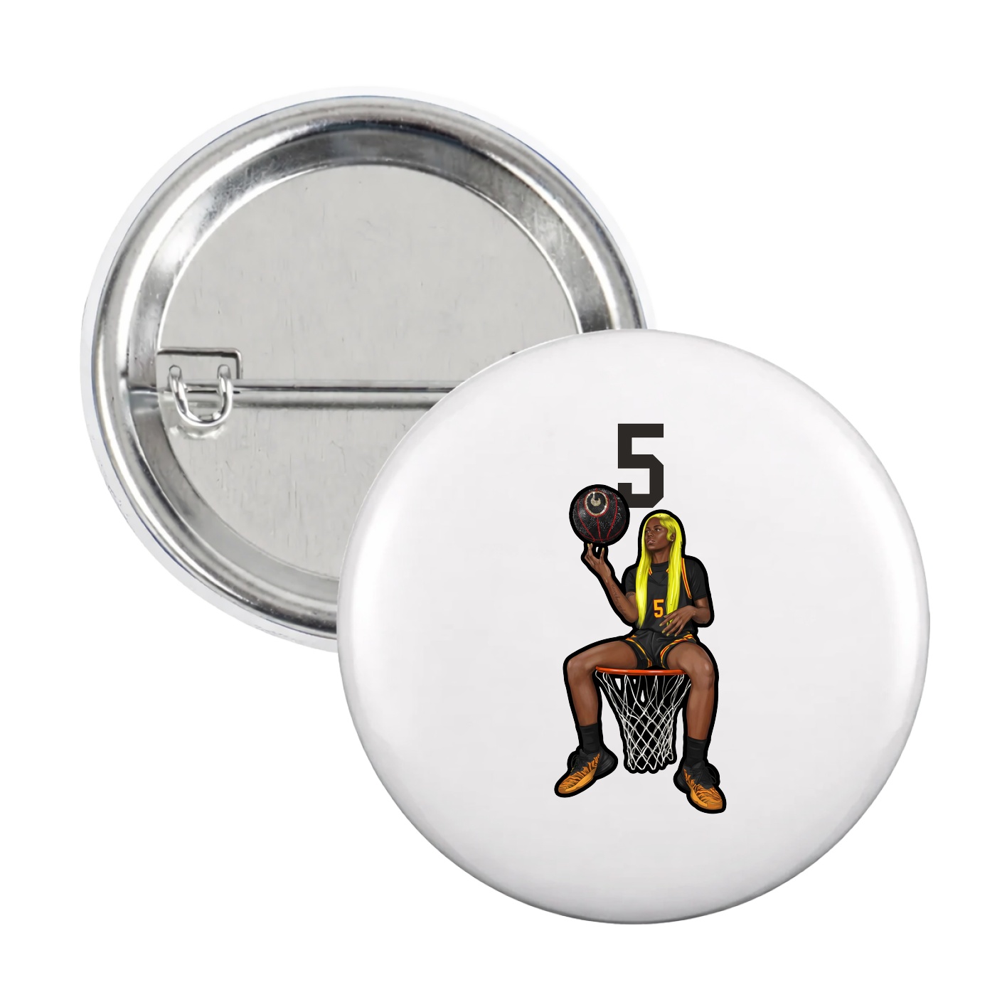 Game Day Button — Number Top in White